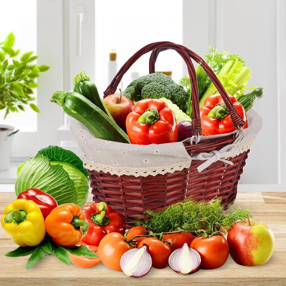 Cesta de Mimbre Grande Geytetqi 36x30x17cm con Forro de Lino