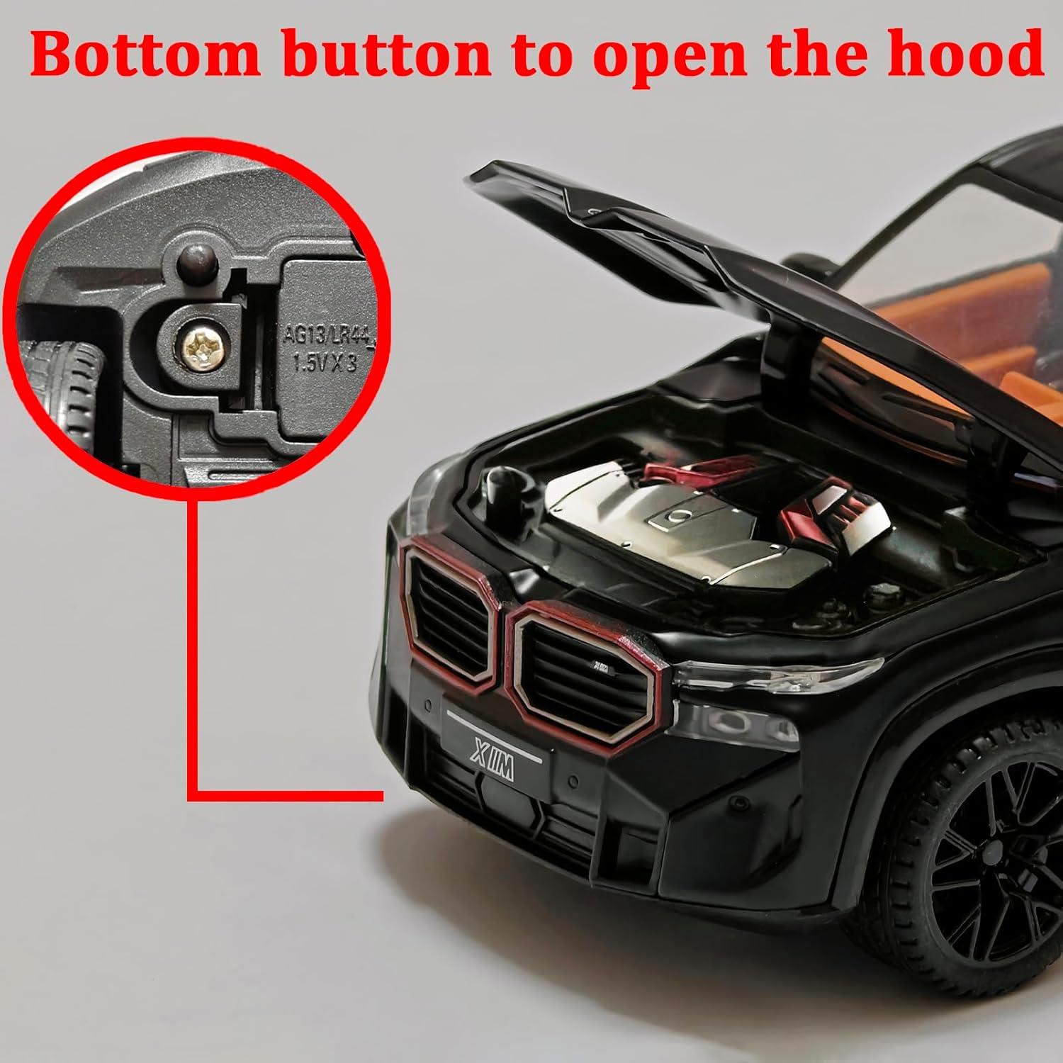 Toy Cars Compatible for XM 1/32 Metal Model Car Pull Back Car Toys with Light and Sound Toys Car Collectible Model for Children Age 3 + Year Old (Black)