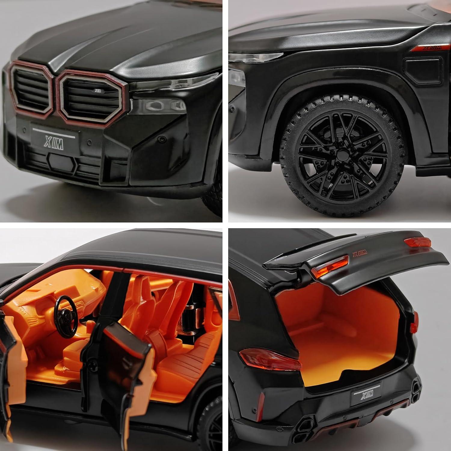 Toy Cars Compatible for XM 1/32 Metal Model Car Pull Back Car Toys with Light and Sound Toys Car Collectible Model for Children Age 3 + Year Old (Black)