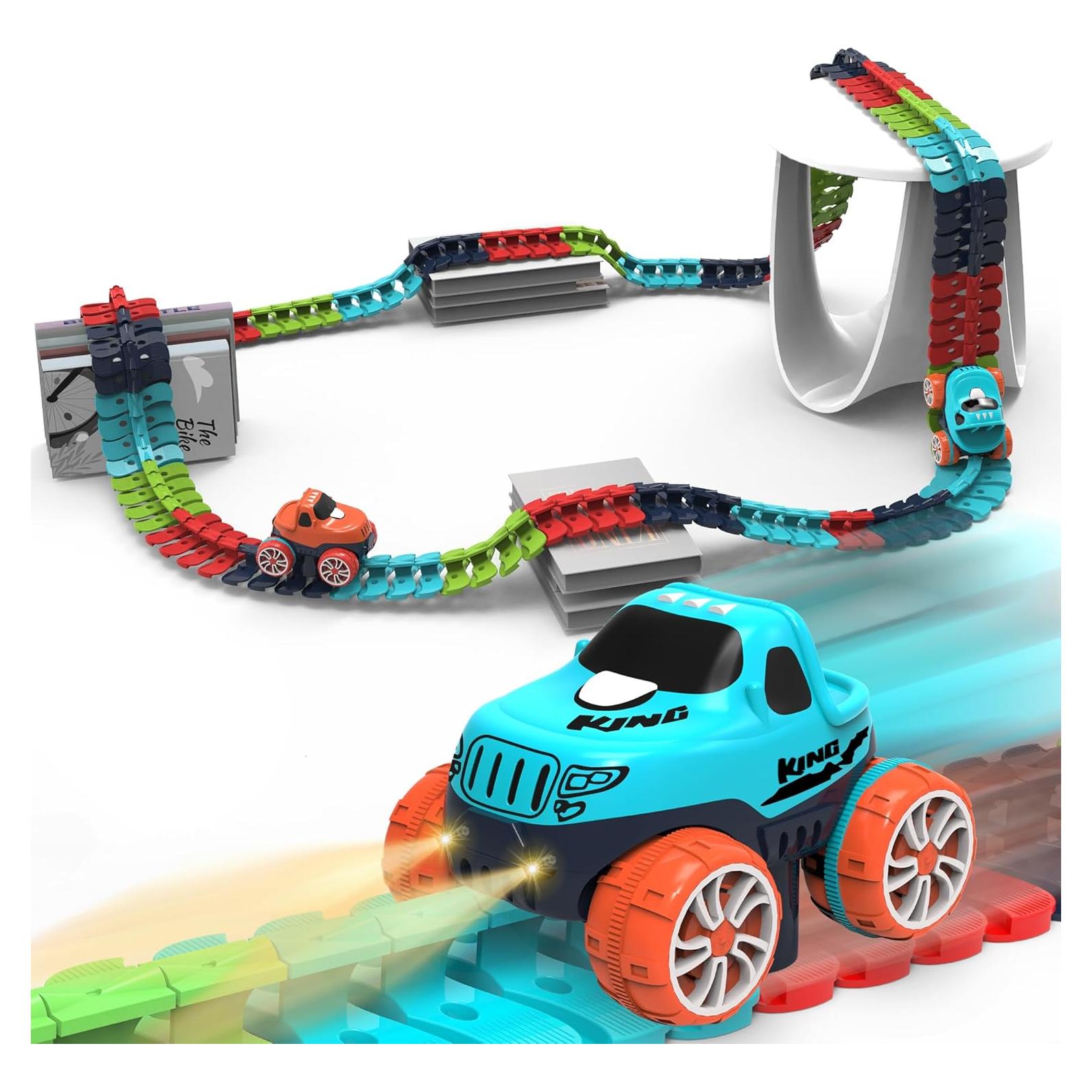 Pista de Carreras Eléctrica Veook 184 Piezas con Coche LED