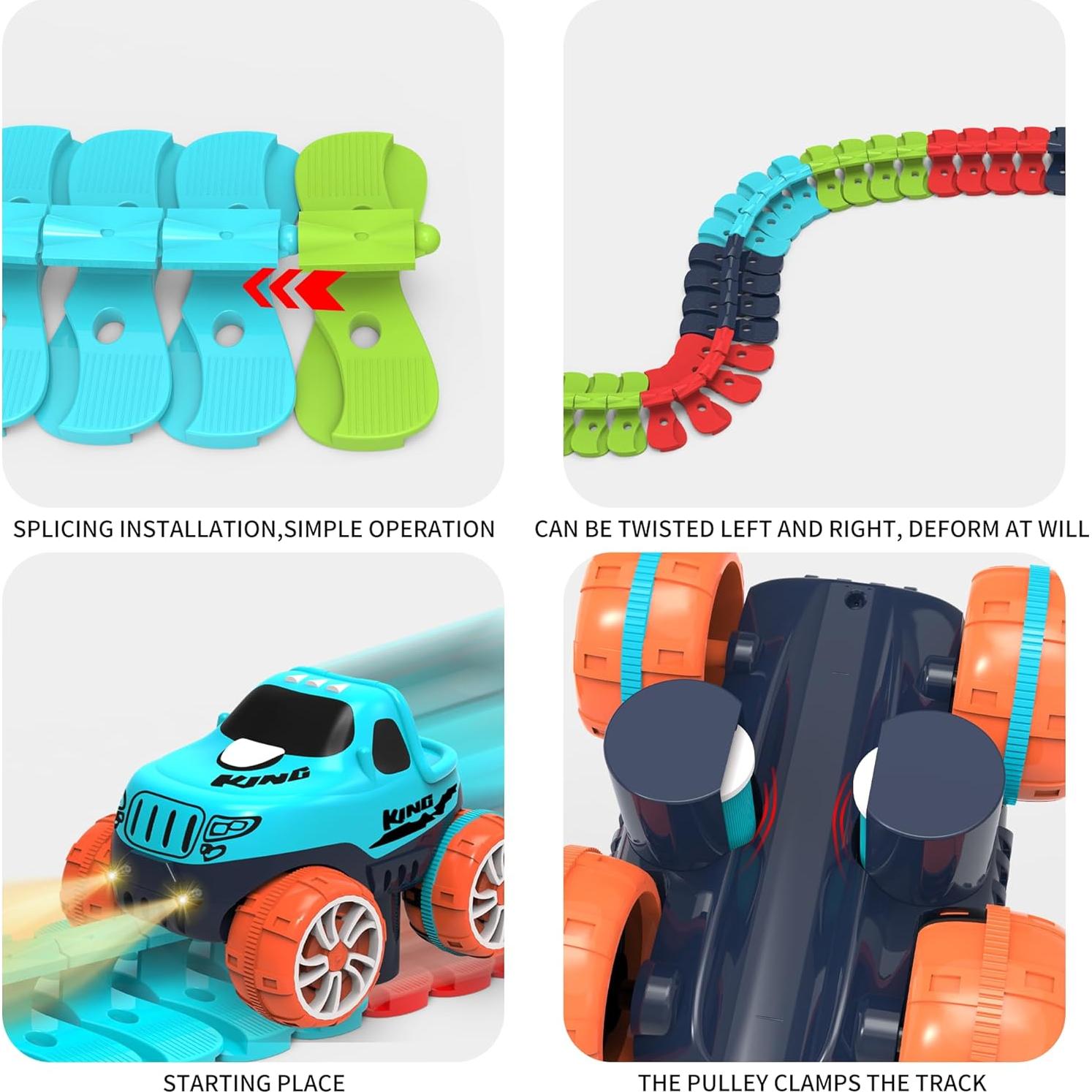 Pista de Carreras Eléctrica Veook 184 Piezas con Coche LED