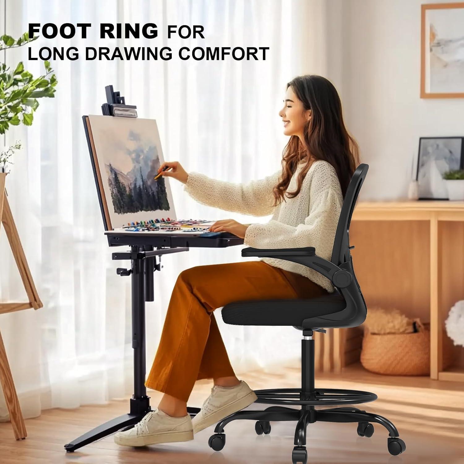 Silla de Dibujo Ergonómica Synorla con Soporte Lumbar Ajustable