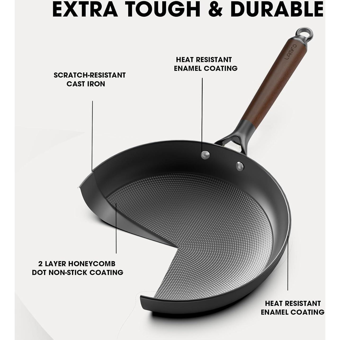 Sartén Antiadherente LAMFO 10 Pulgadas Hierro Fundido