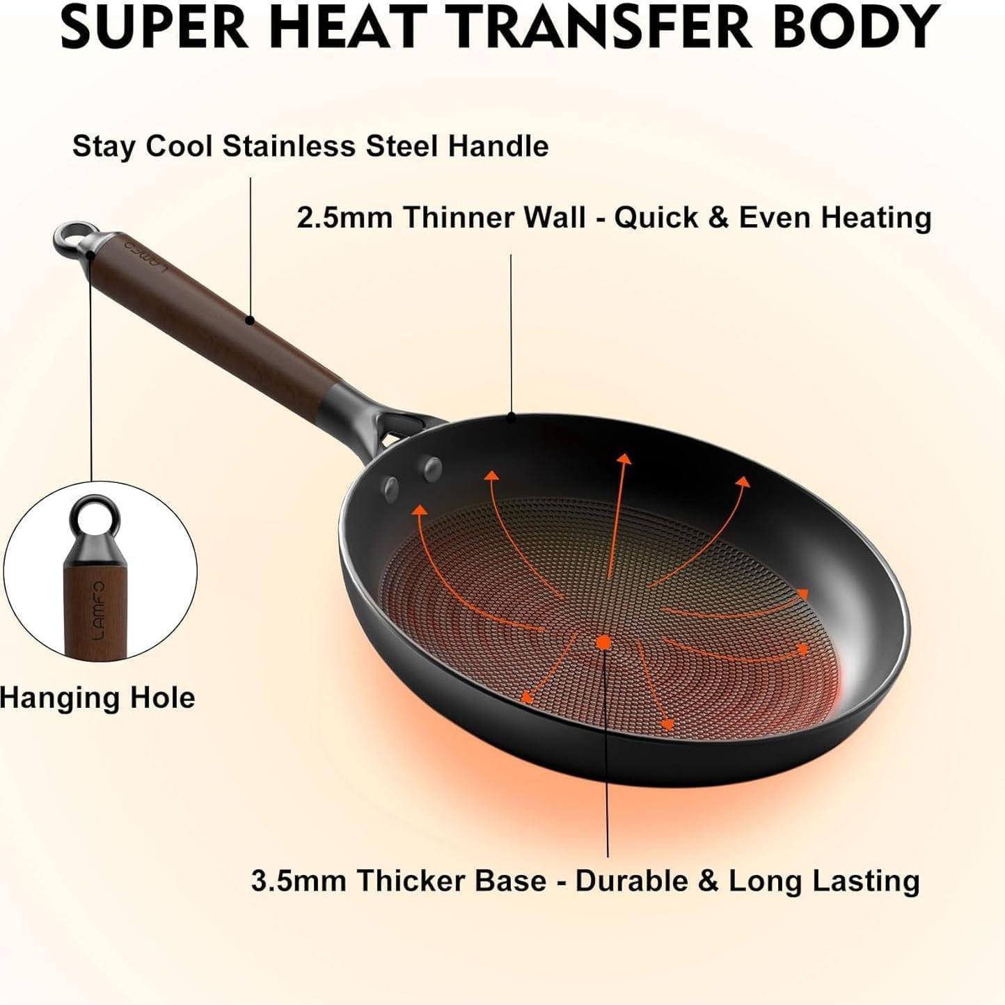 Sartén Antiadherente LAMFO 10 Pulgadas Hierro Fundido