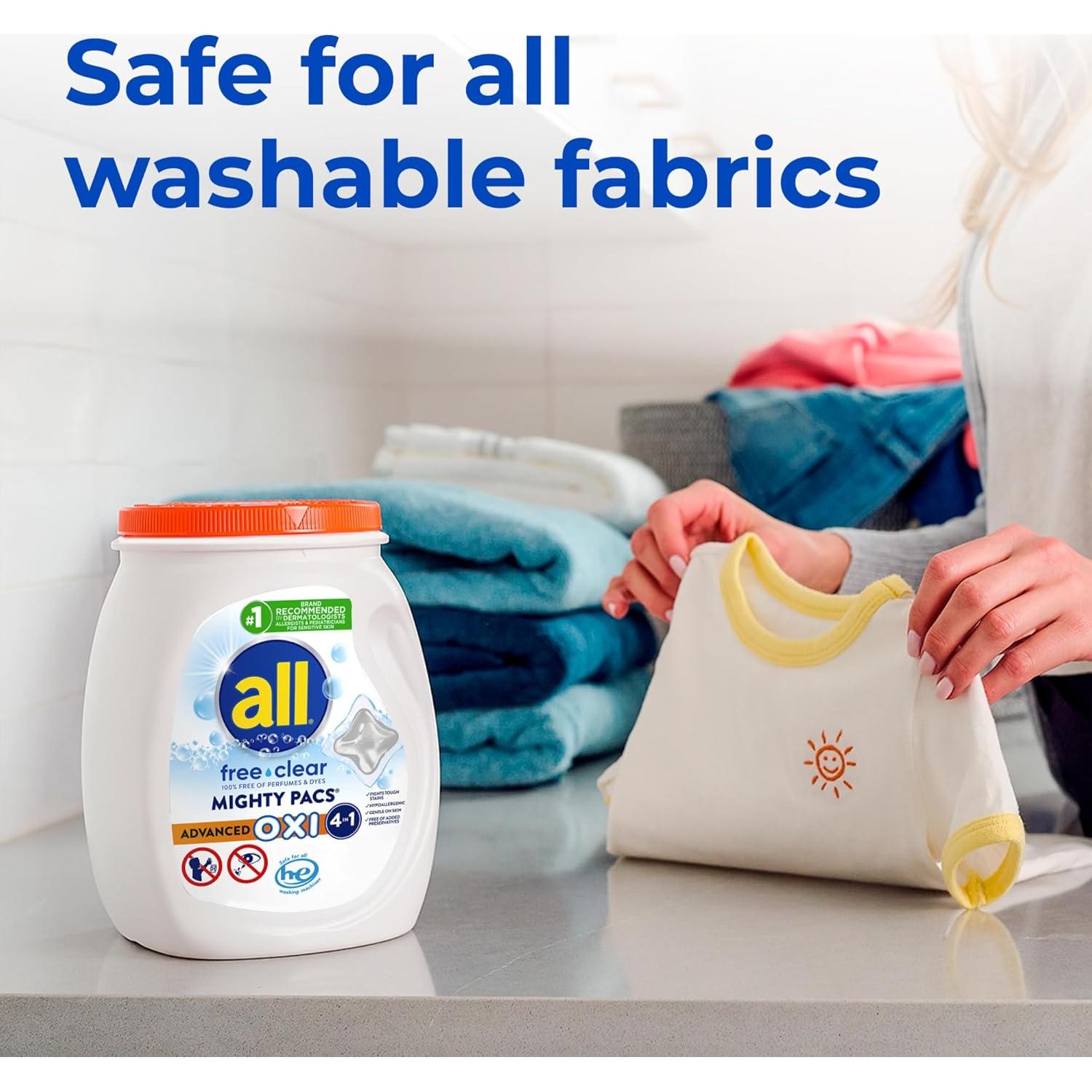 Detergente para Ropa OXI Mighty Pacs Libre Claro 56 Unidades