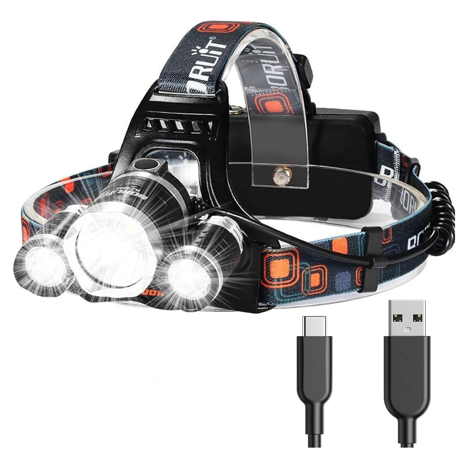 Linterna Frontal Hqdz-td Recargable 20000 Lúmenes IPX5