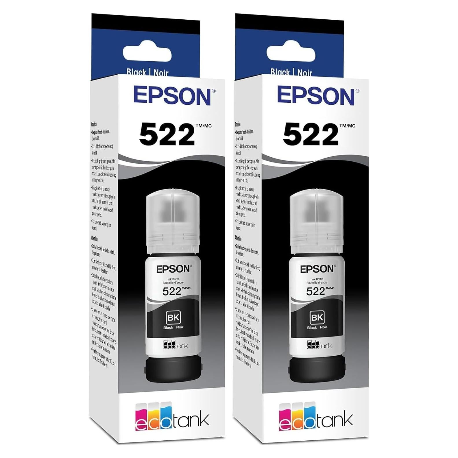 Botella de Tinta Negra Epson 522 EcoTank Ultra Alta Capacidad (Paquete de 2)