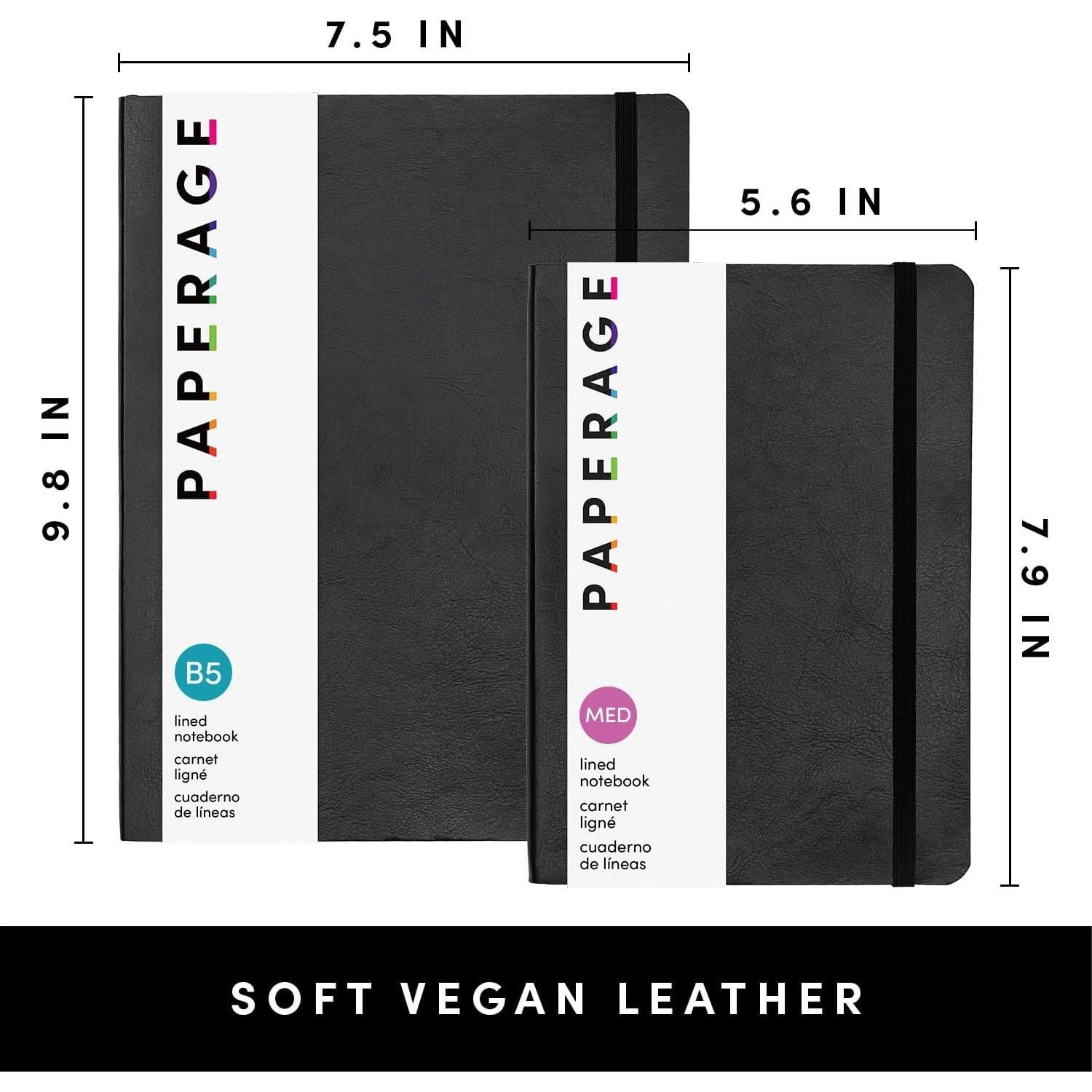 Cuaderno de Tapa Blanda PAPERAGE Negro 14.2x20.1 cm 160 Páginas