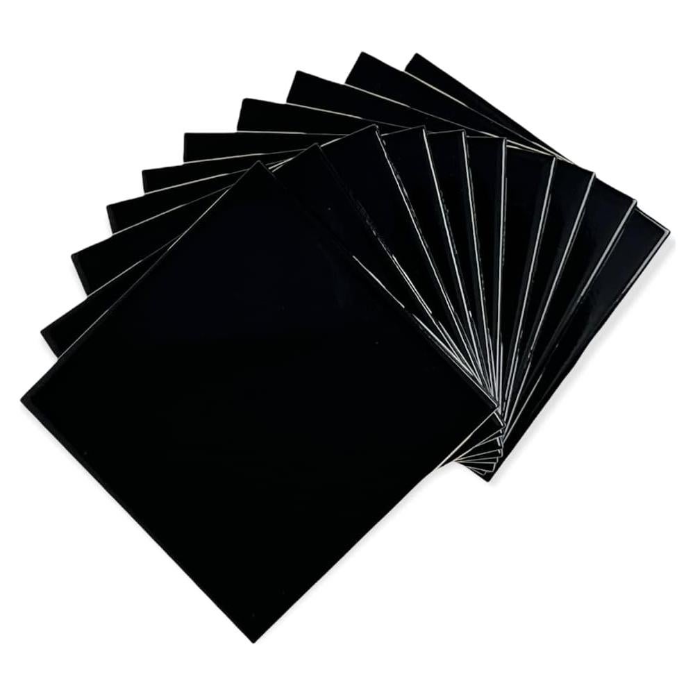 Azulejo Cerámico Brillante Tenedos 10.8x10.8 cm Negro - Caja 10 Pzas