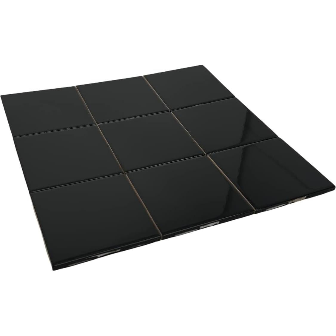 Azulejo Cerámico Brillante Tenedos 10.8x10.8 cm Negro - Caja 10 Pzas