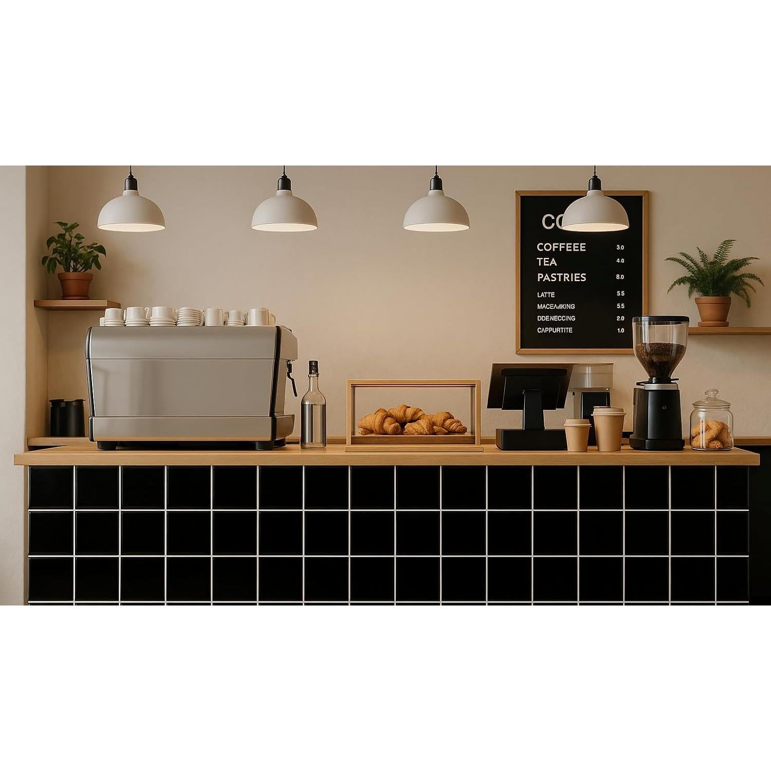 Azulejo Cerámico Brillante Tenedos 10.8x10.8 cm Negro - Caja 10 Pzas