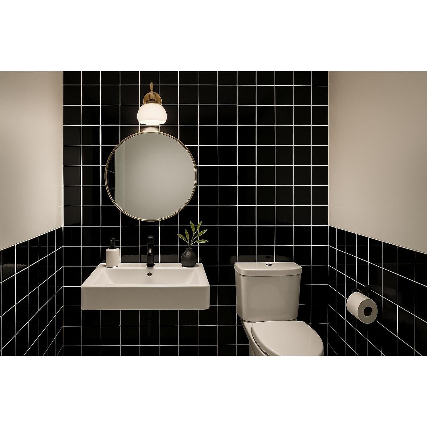 Azulejo Cerámico Brillante Tenedos 10.8x10.8 cm Negro - Caja 10 Pzas