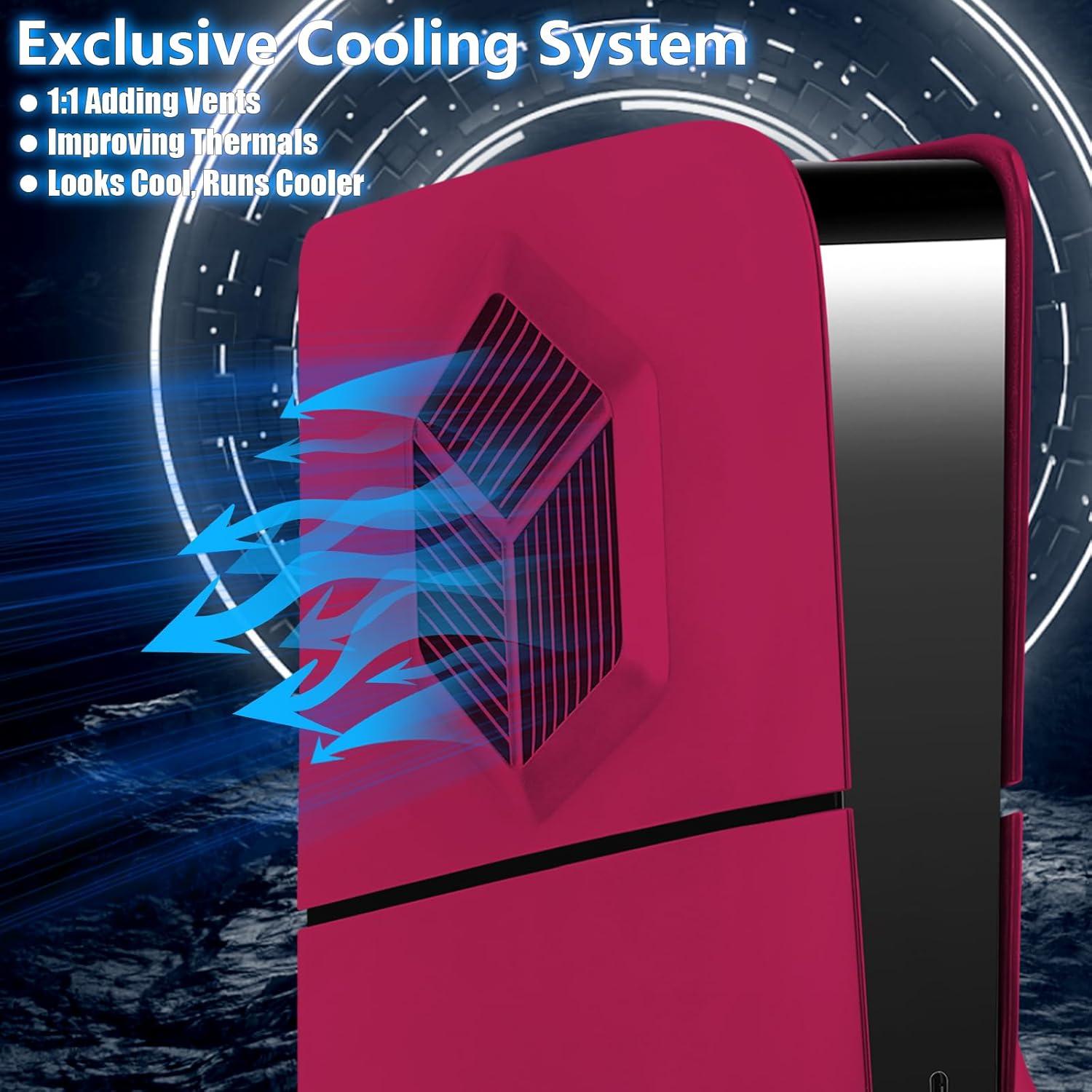 Cubiertas PS5 Slim SIKEMAY Ventiladas Rojo a Prueba de Polvo