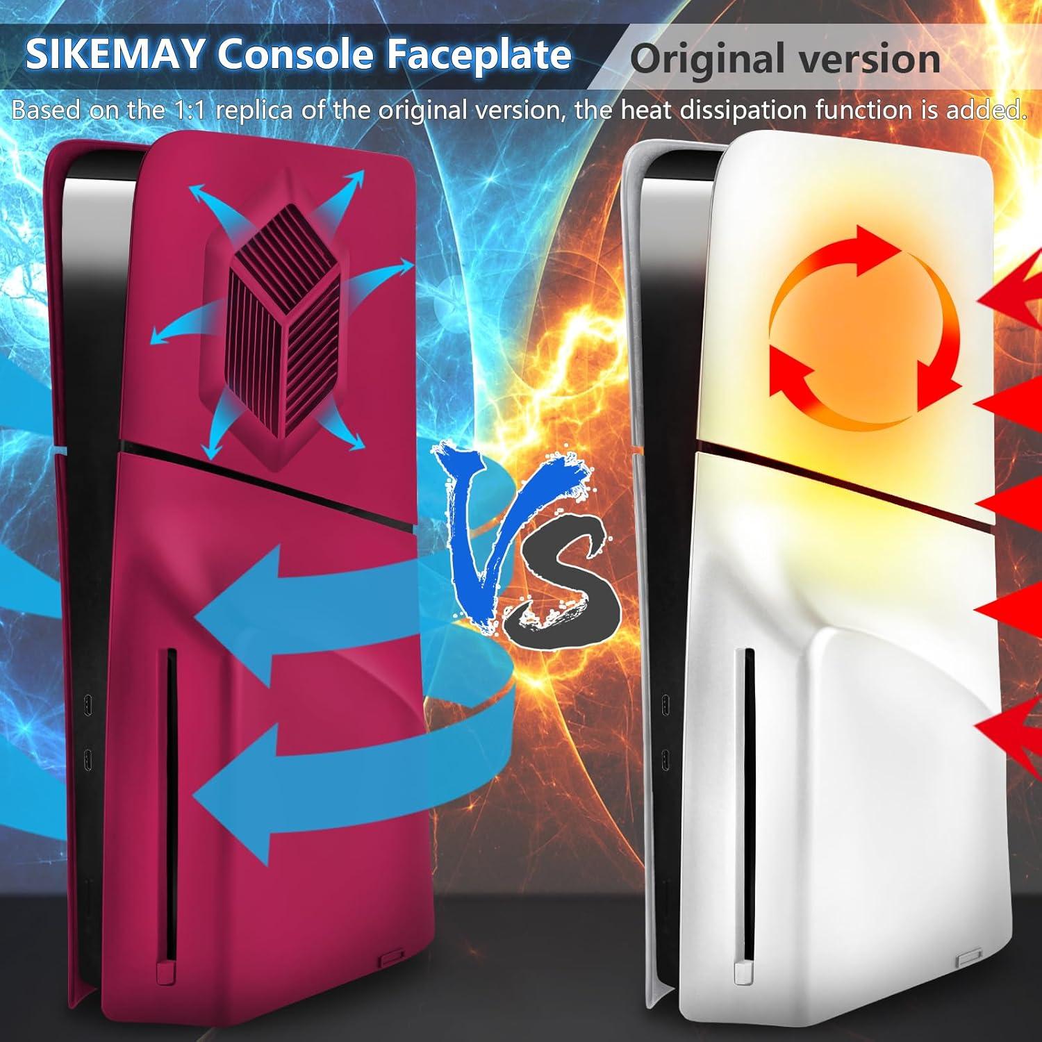 Cubiertas PS5 Slim SIKEMAY Ventiladas Rojo a Prueba de Polvo