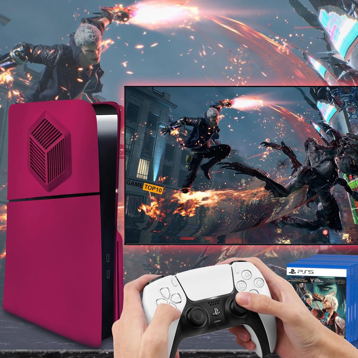 Cubiertas PS5 Slim SIKEMAY Ventiladas Rojo a Prueba de Polvo