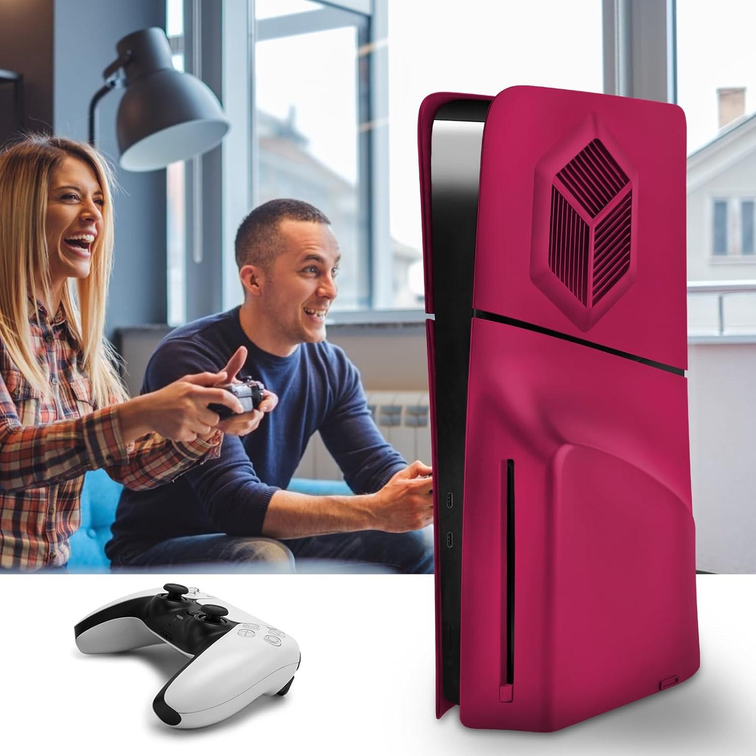 Cubiertas PS5 Slim SIKEMAY Ventiladas Rojo a Prueba de Polvo