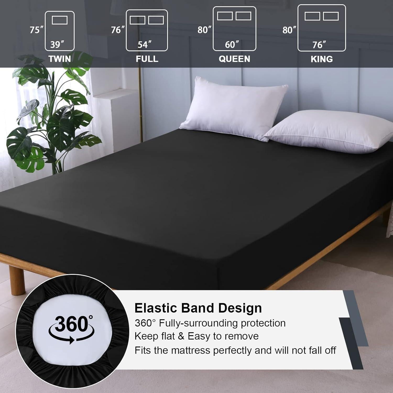 Protector de Colchón Twin Impermeable Ohano Negro 99x190 cm