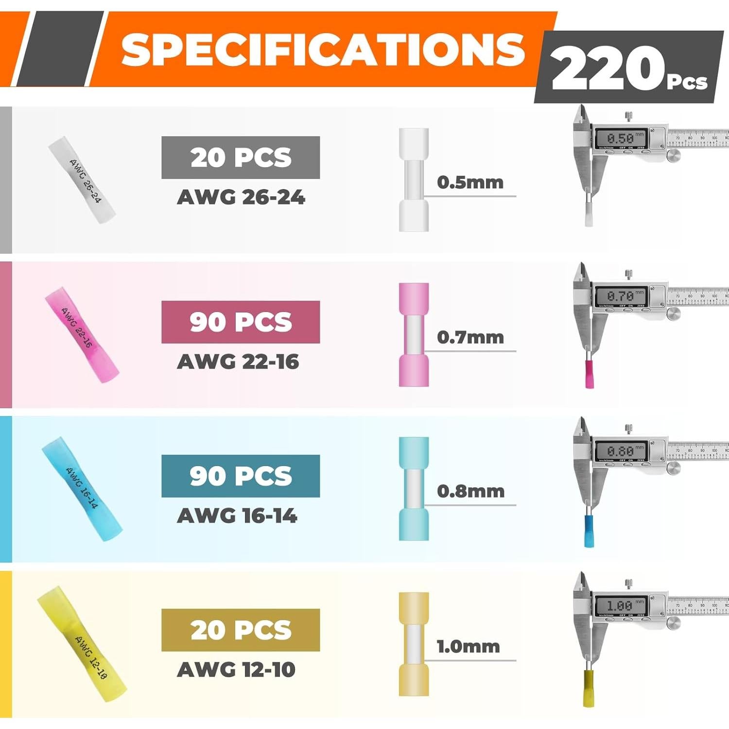 Kit de Crimpado Noxtren 220PCS Conectores Termorretráctil
