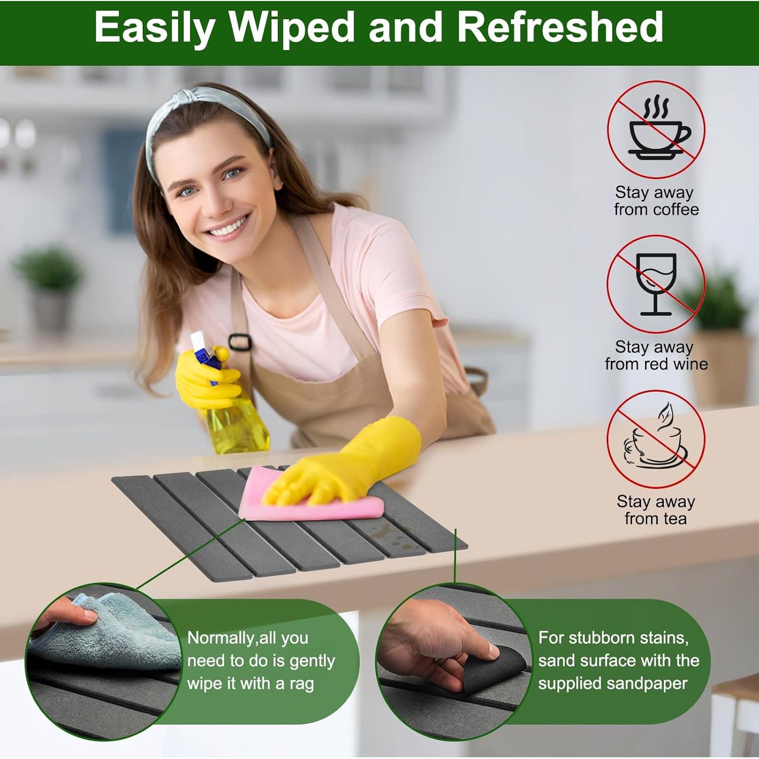 Alfombrilla de Secado de Platos Wishfly 40.6x30.5cm Diatomita