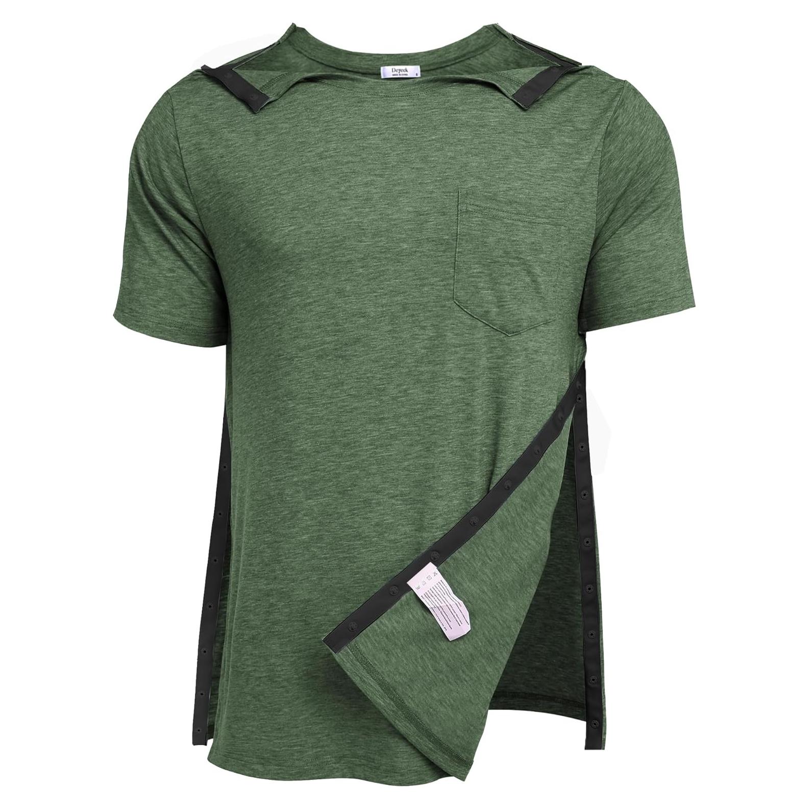 Camisa post cirugía de hombro Deyeek, manga corta, verde militar