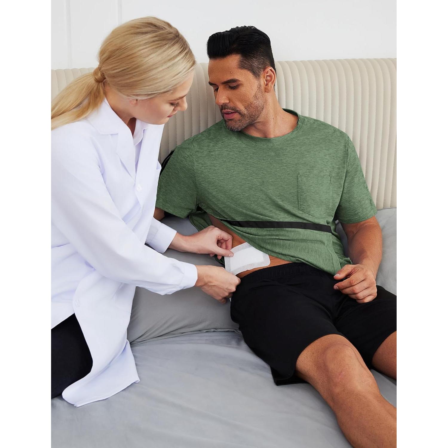 Camisa post cirugía de hombro Deyeek, manga corta, verde militar