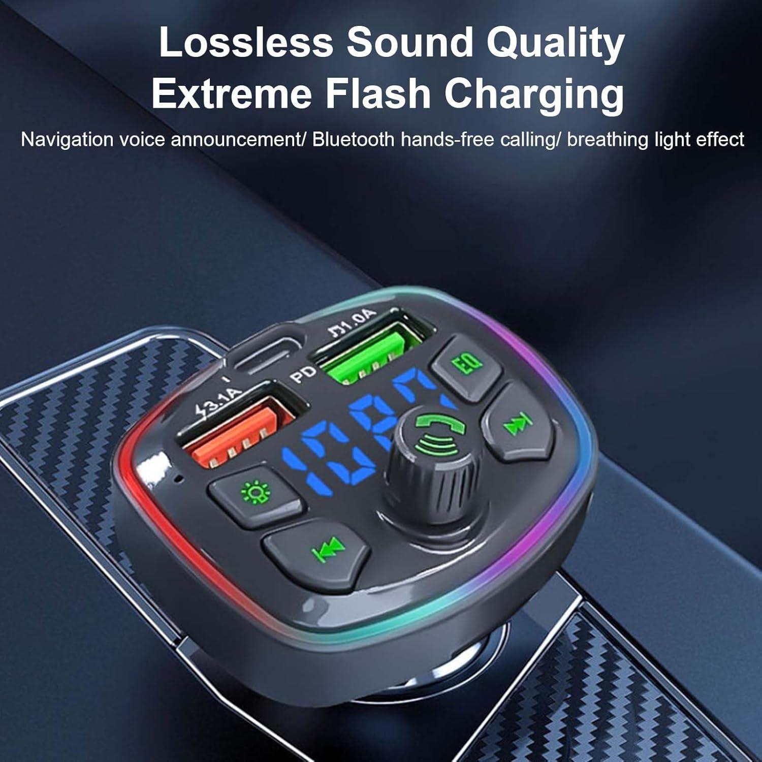 Transmisor Bluetooth FM VEESA 5.0 Carga Rápida 3.0 para Coche