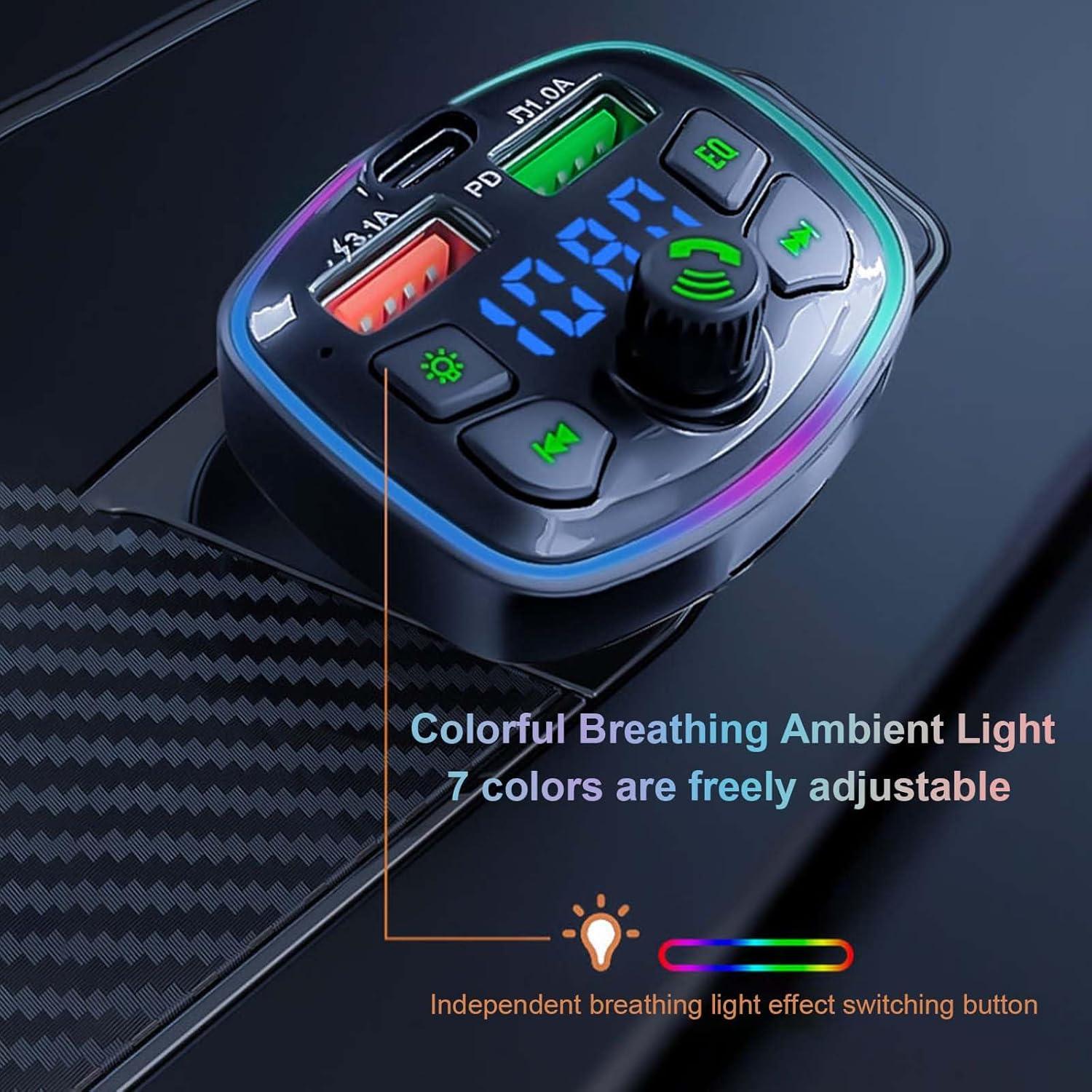 Transmisor Bluetooth FM VEESA 5.0 Carga Rápida 3.0 para Coche