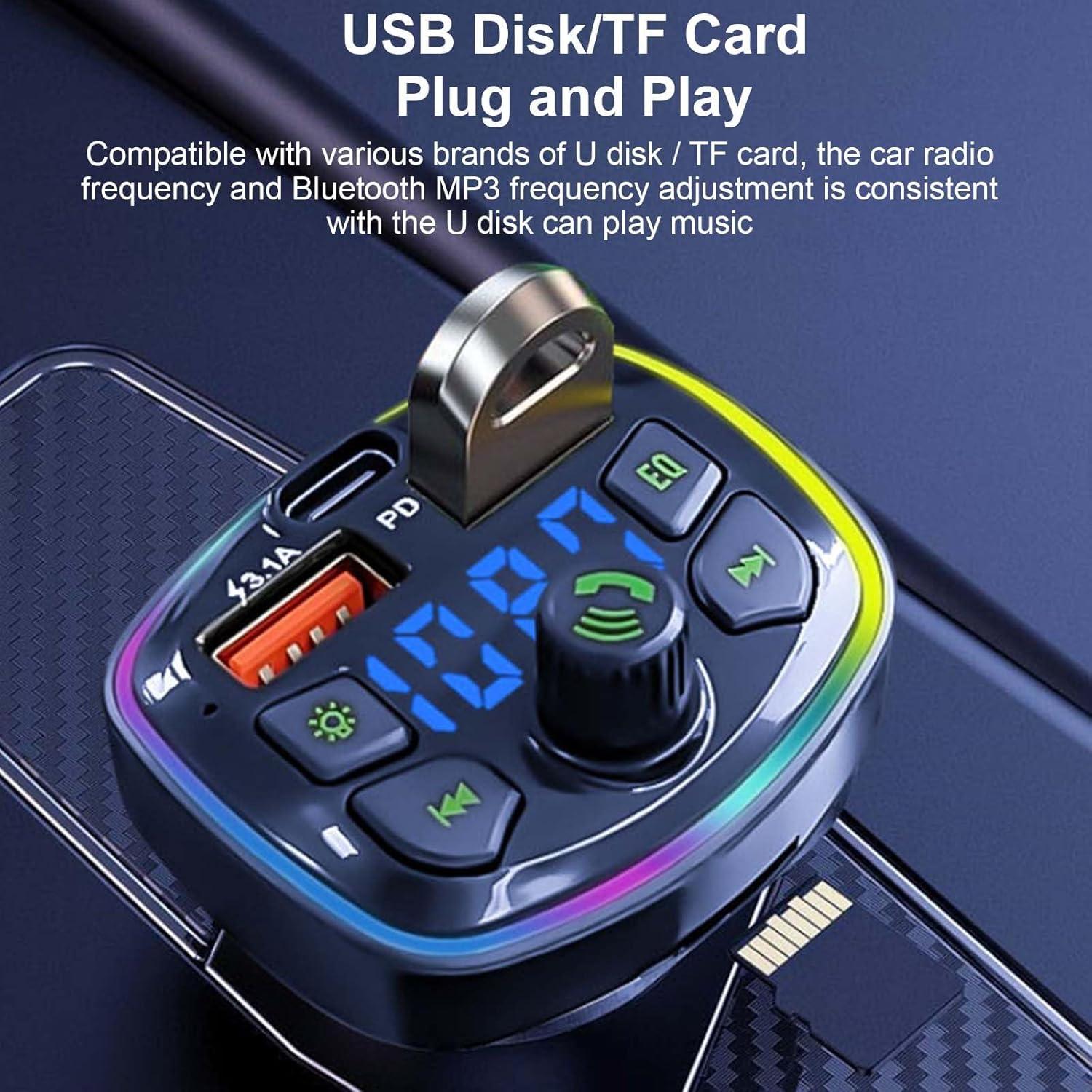 Transmisor Bluetooth FM VEESA 5.0 Carga Rápida 3.0 para Coche