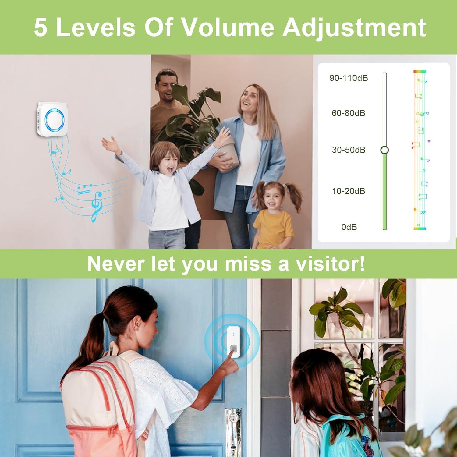 Timbre Inalámbrico SURFOU IP55 1300 pies 55 Tonos 5 Volumen