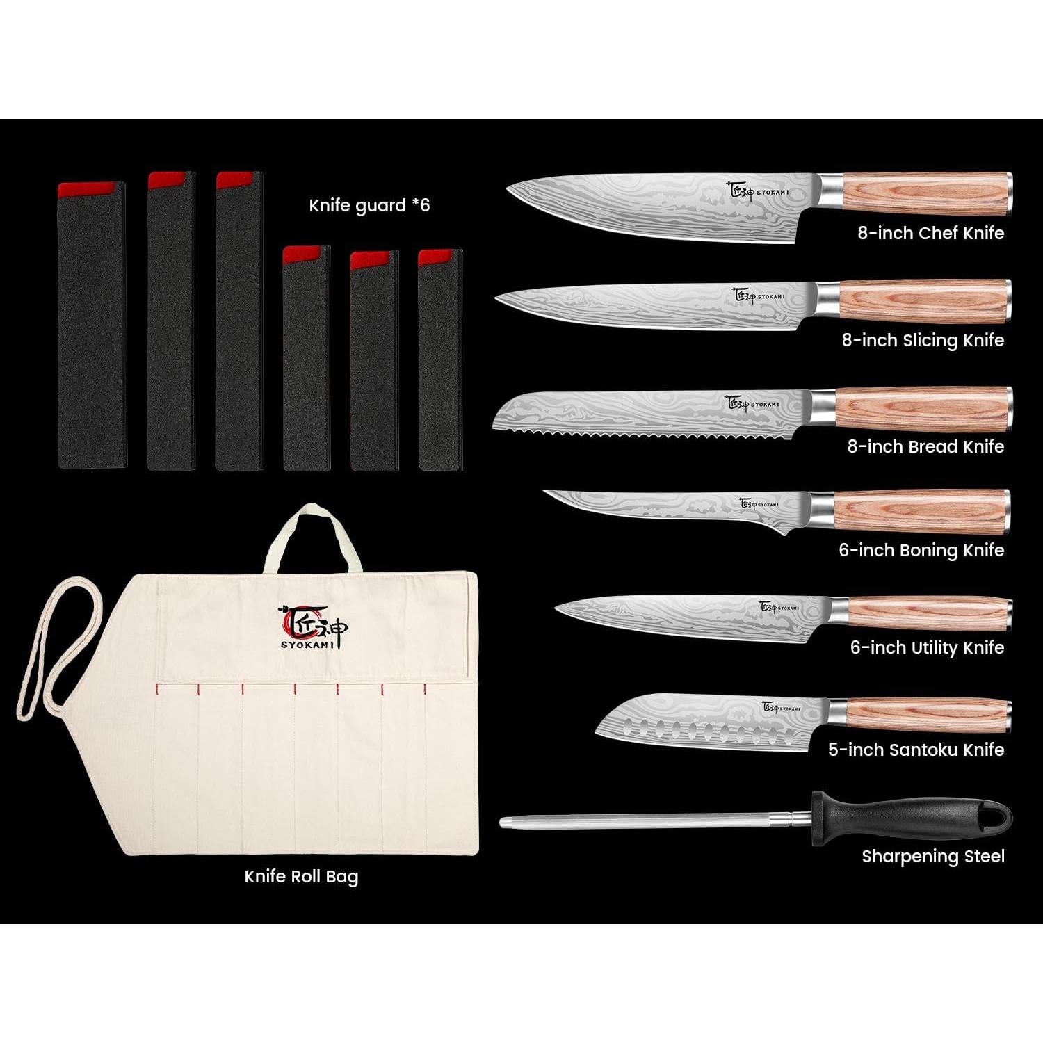 Juego de cuchillos de cocina SYOKAMI 14 piezas acero inoxidable
