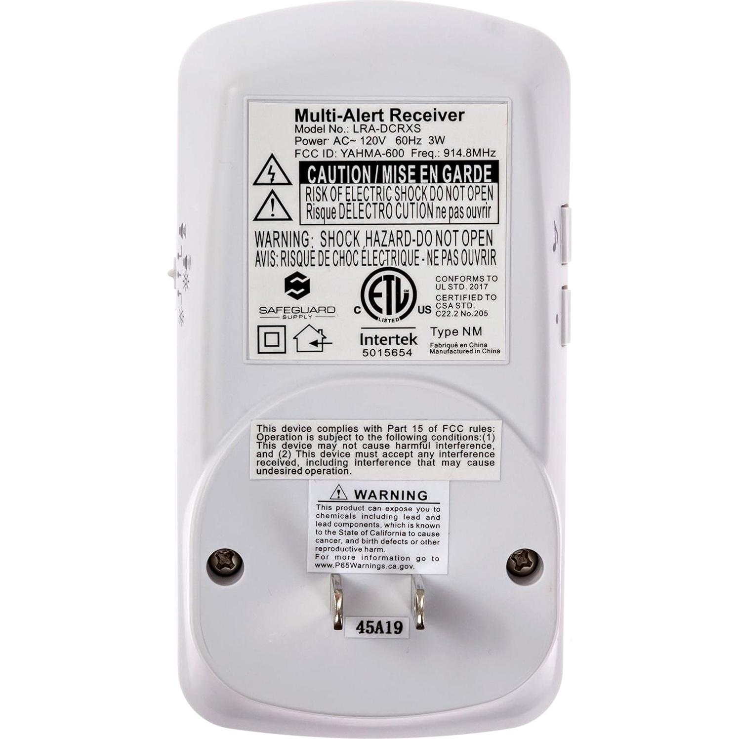 Timbre Inalámbrico Safeguard Supply 1000 pies - 95dB con Luz