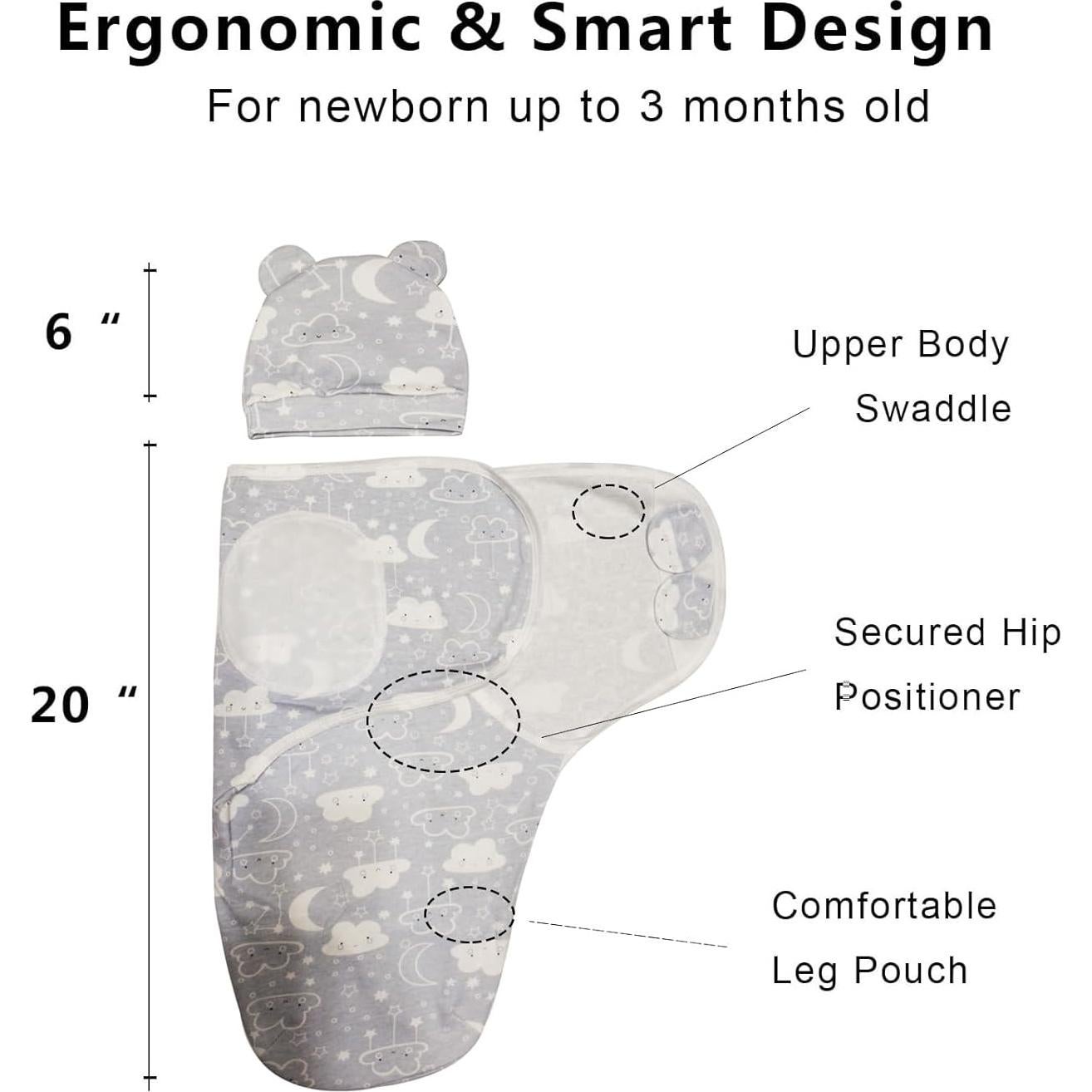 Paquete de 3 Sacos de Sueño Envueltos Orgánicos Soothe Baby