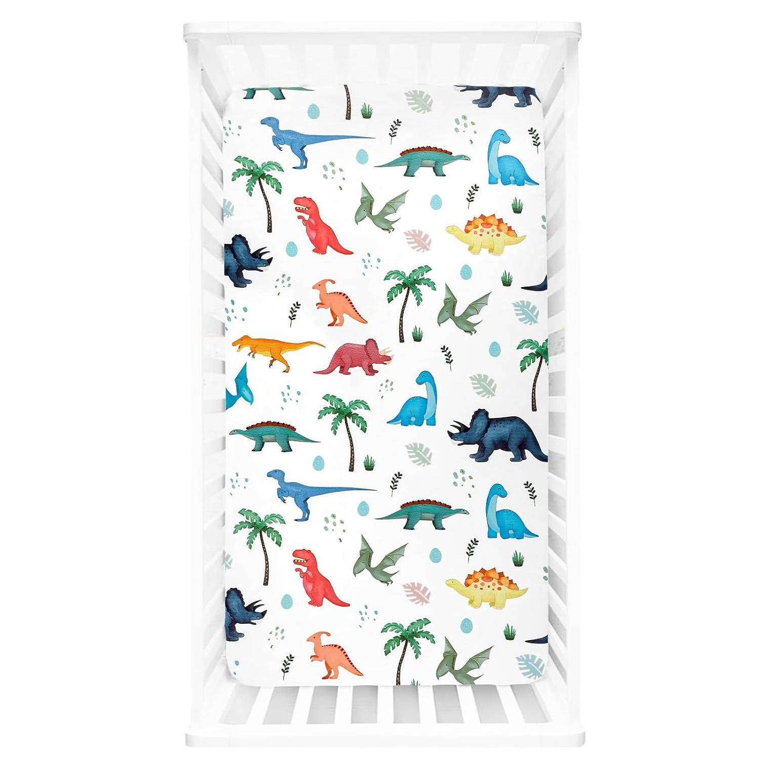 Sábanas ajustables para cuna HNHUAMING 132x71 cm dinosaurio