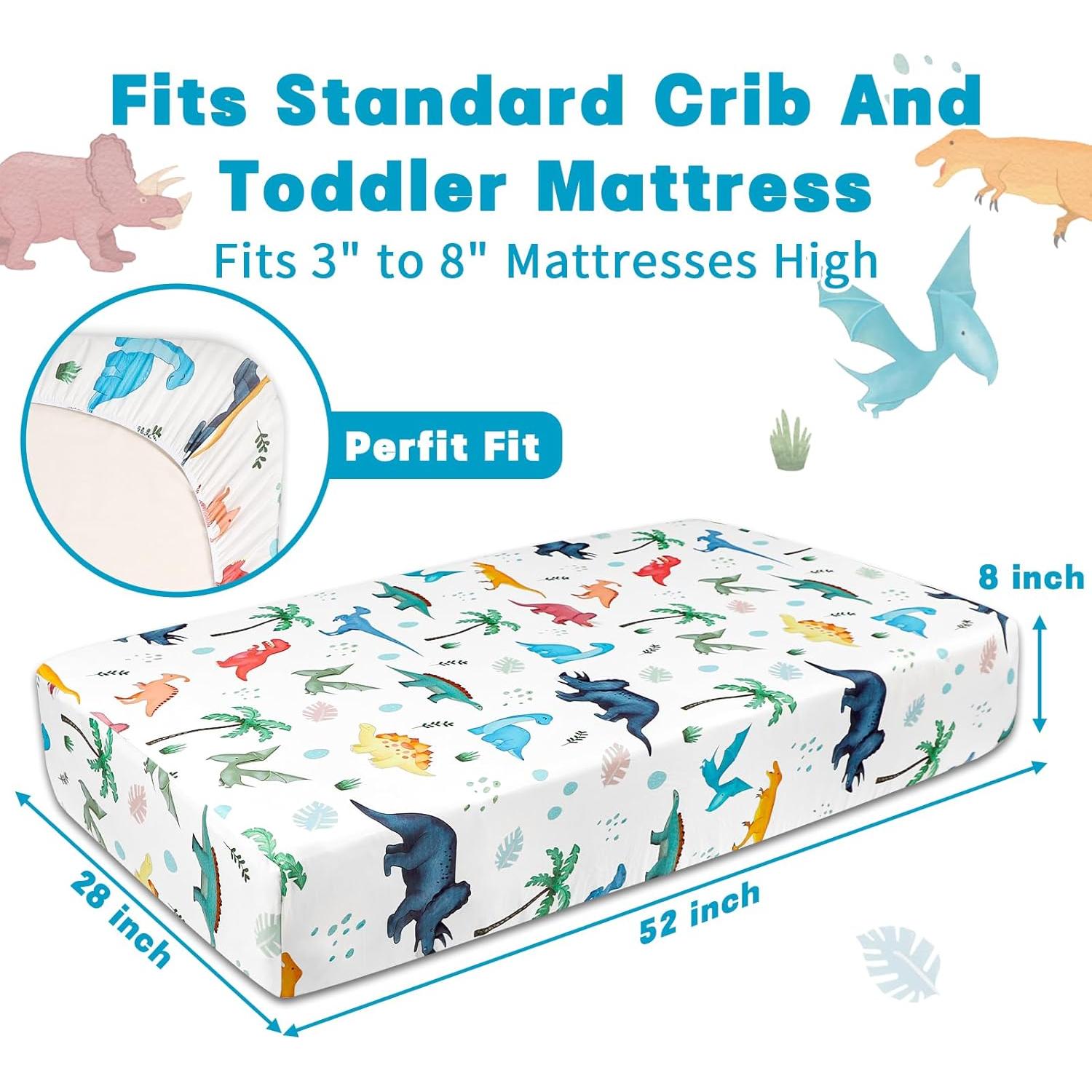 Sábanas ajustables para cuna HNHUAMING 132x71 cm dinosaurio