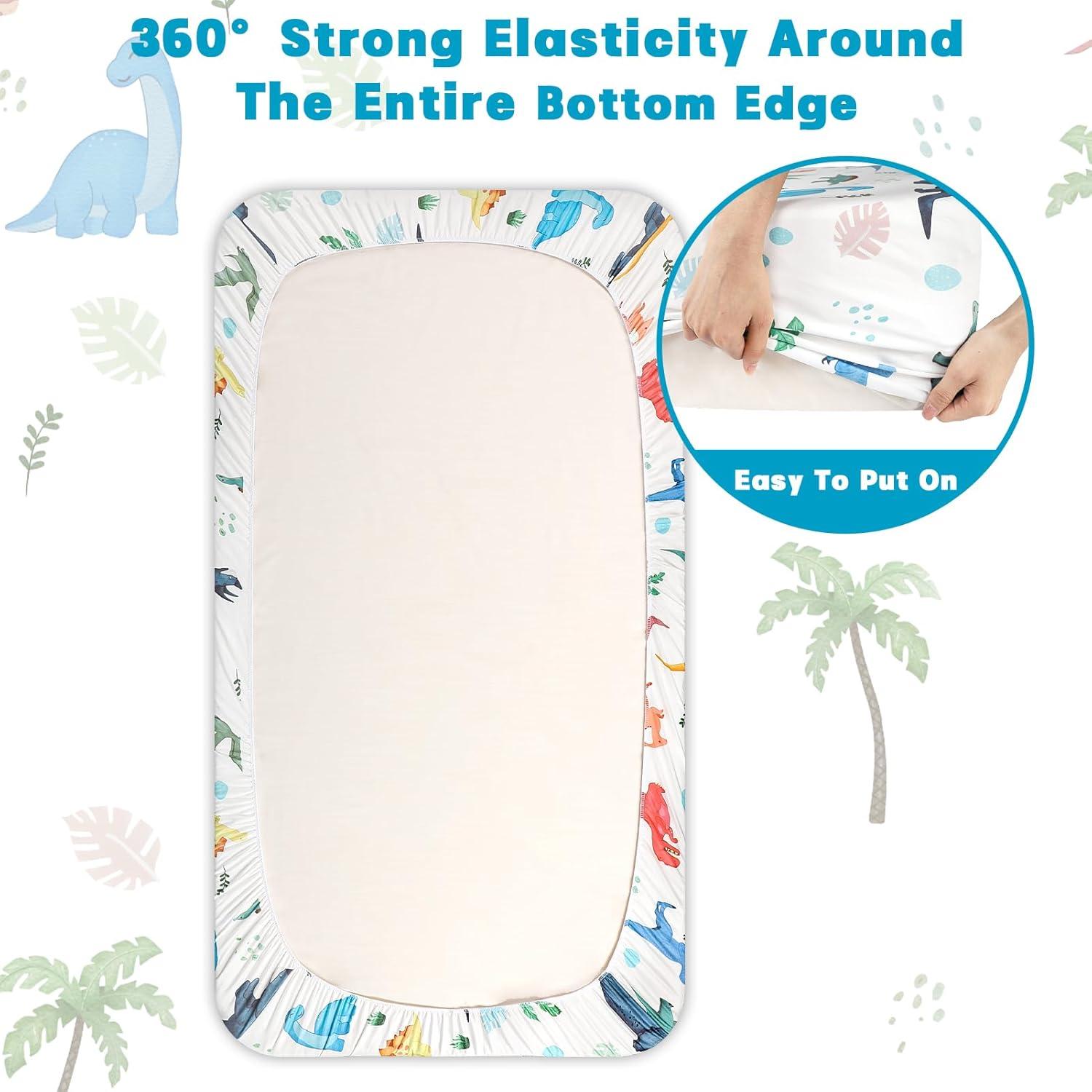 Sábanas ajustables para cuna HNHUAMING 132x71 cm dinosaurio