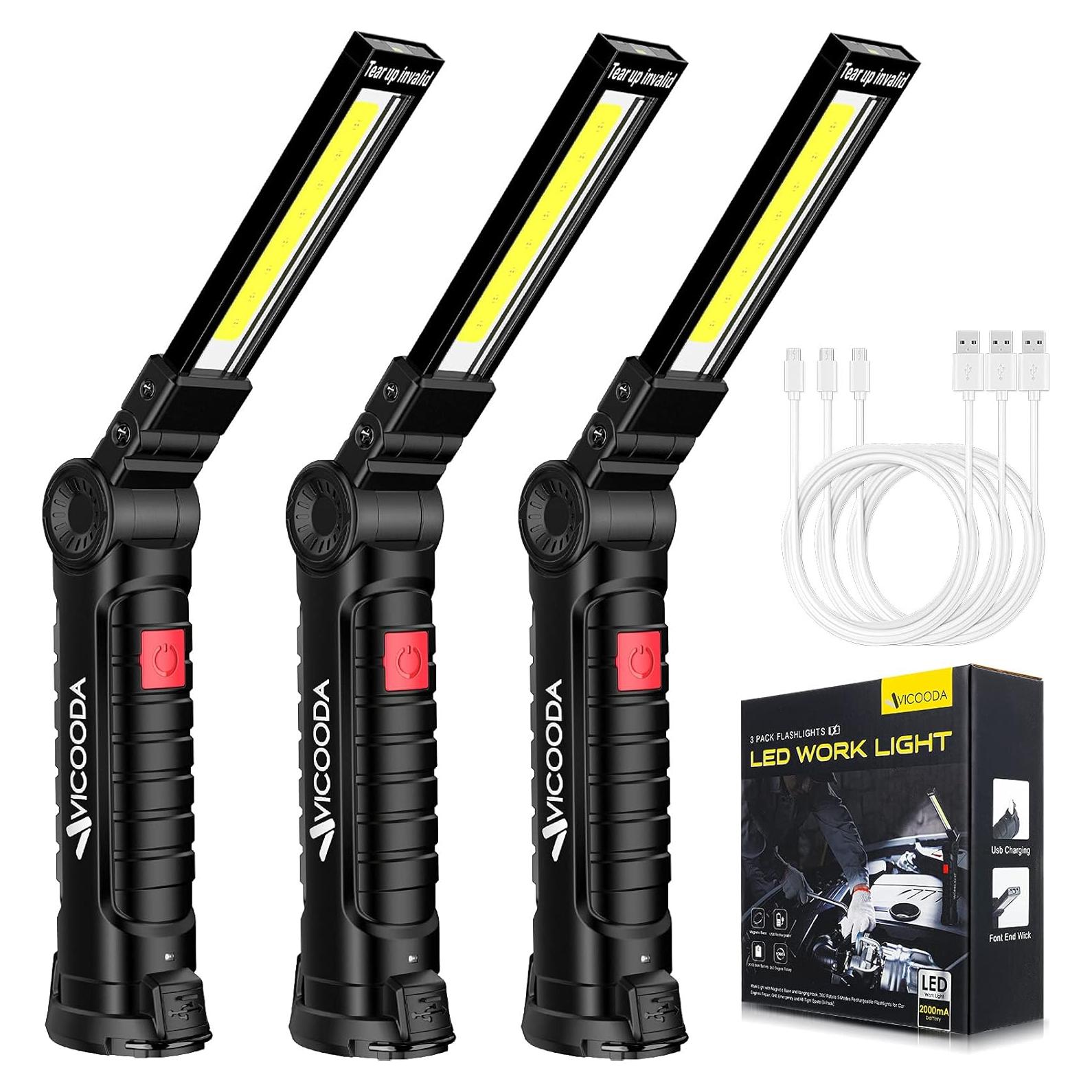 Linterna LED VICOODA Recargable 360° 5 Modos 3 Paquetes