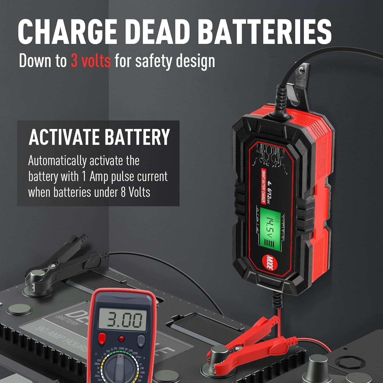 Cargador de Batería Sailvono 4A para 6V y 12V - Mantenedor Automático