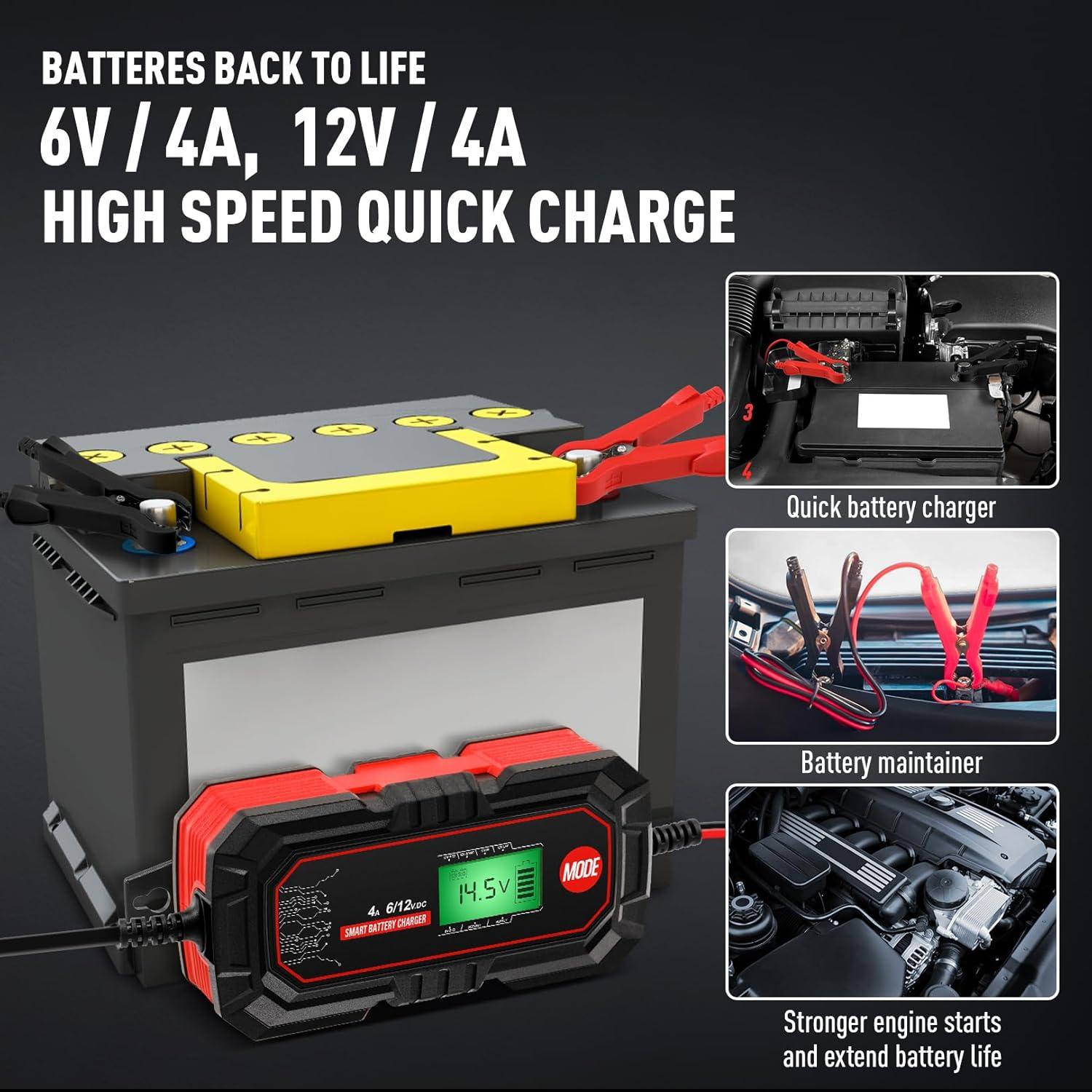 Cargador de Batería Sailvono 4A para 6V y 12V - Mantenedor Automático