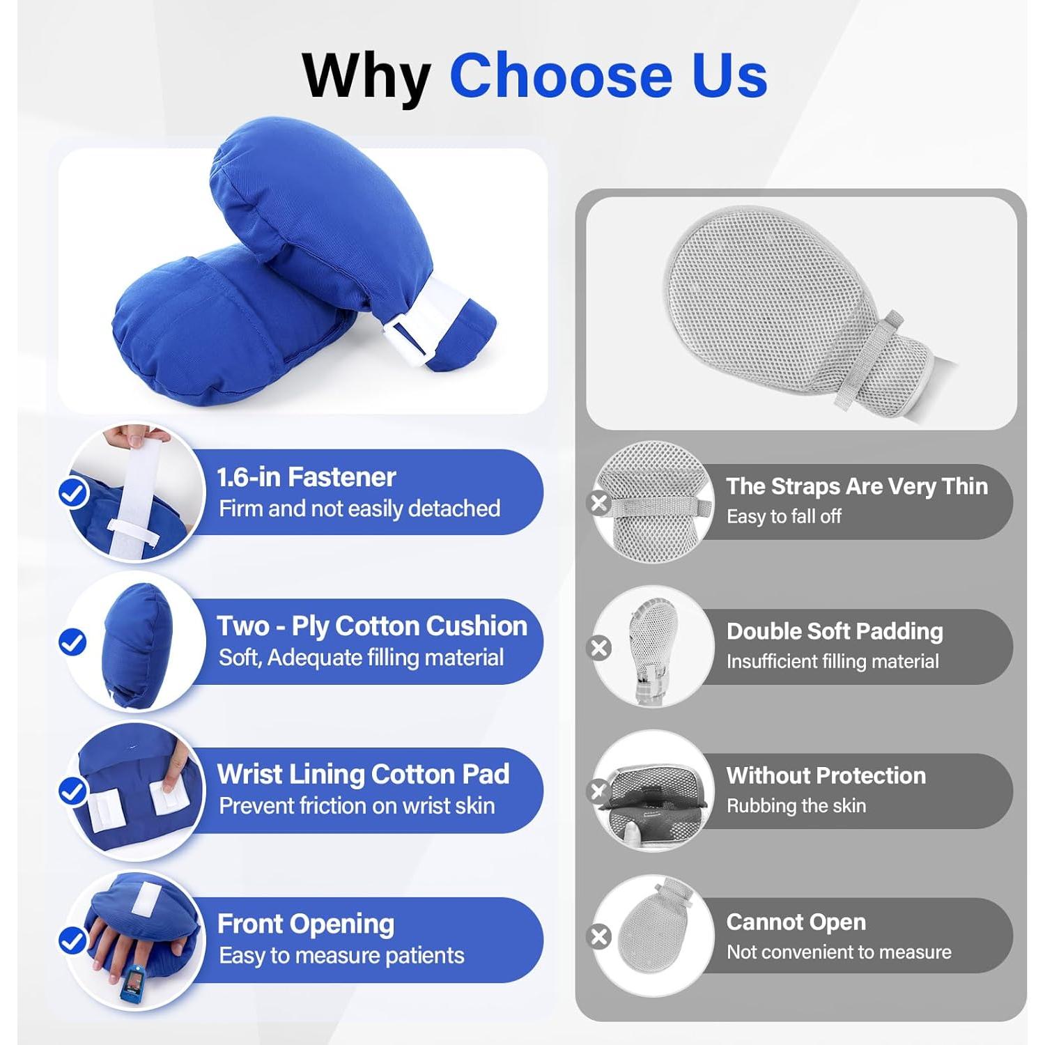 Guantes de Restricción Doble Acolchado para Demencia 2pcs