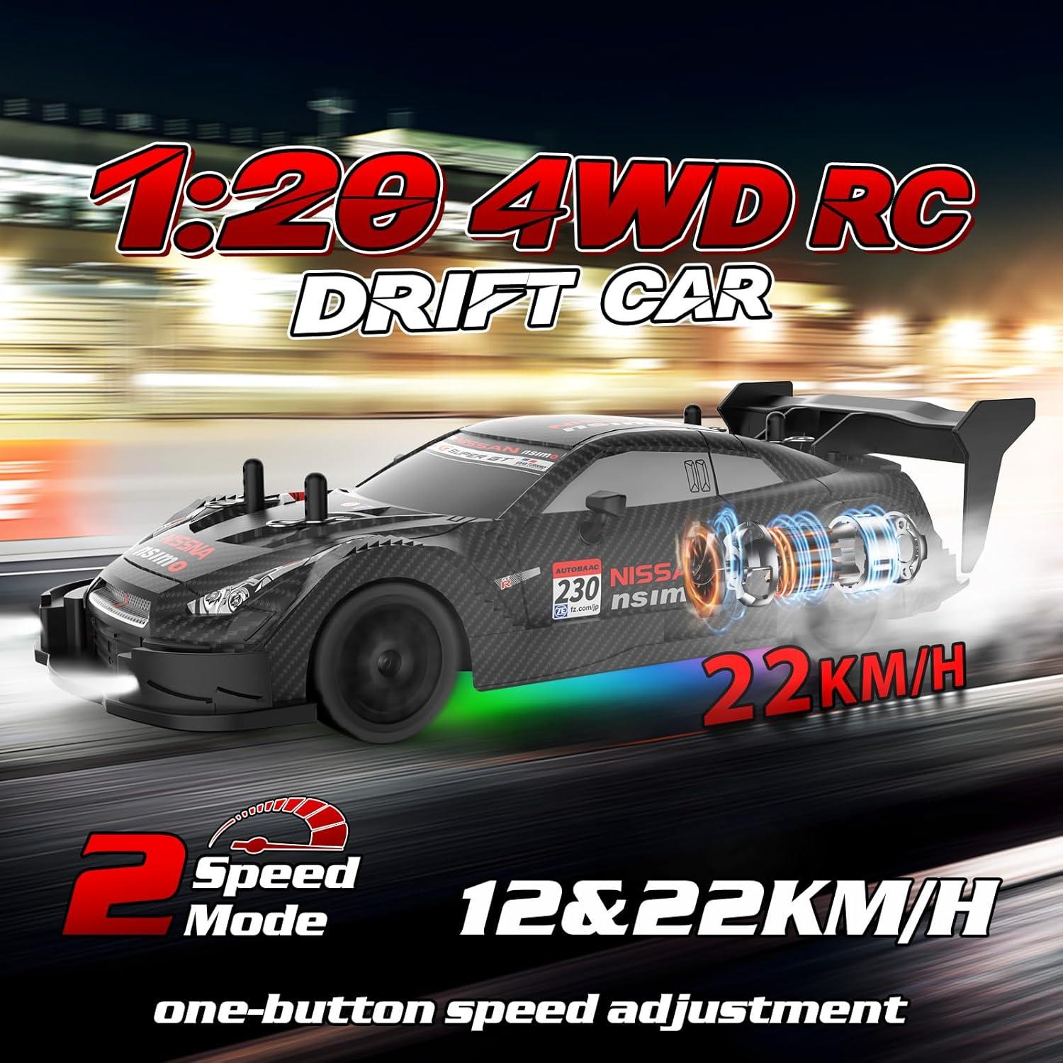 Coche RC Drift EversaleT GT-20A 1:20 4WD 22 km/h LED