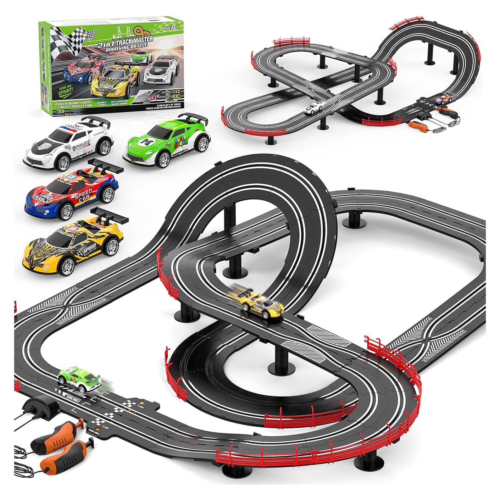 Juego de Pista de Coches Slot 2 en 1 Fedonak 6.58m con 4 Coches