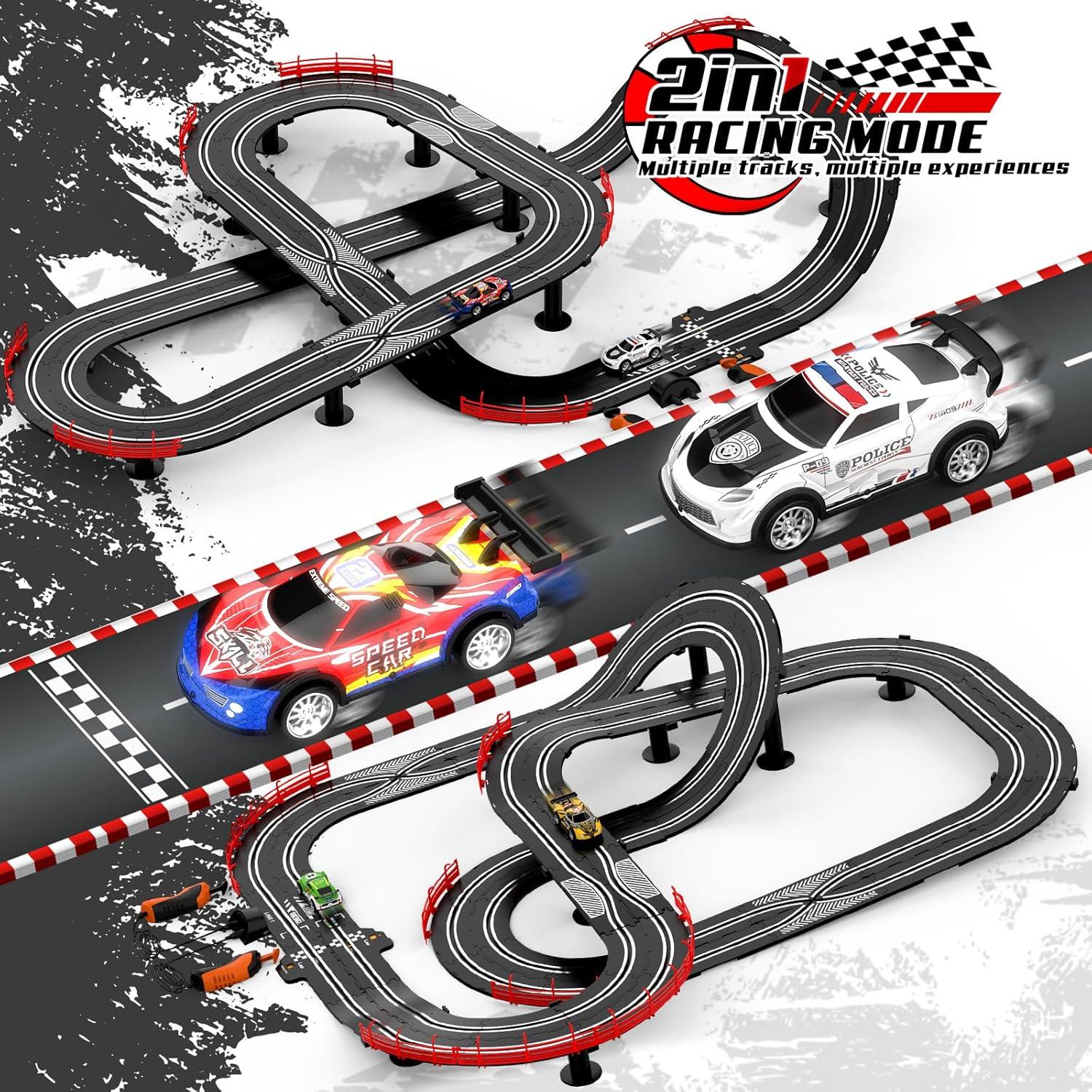 Juego de Pista de Coches Slot 2 en 1 Fedonak 6.58m con 4 Coches