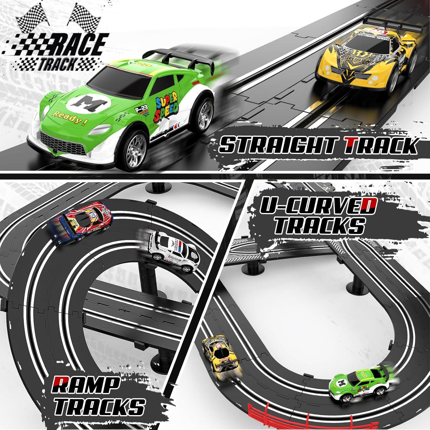 Juego de Pista de Coches Slot 2 en 1 Fedonak 6.58m con 4 Coches