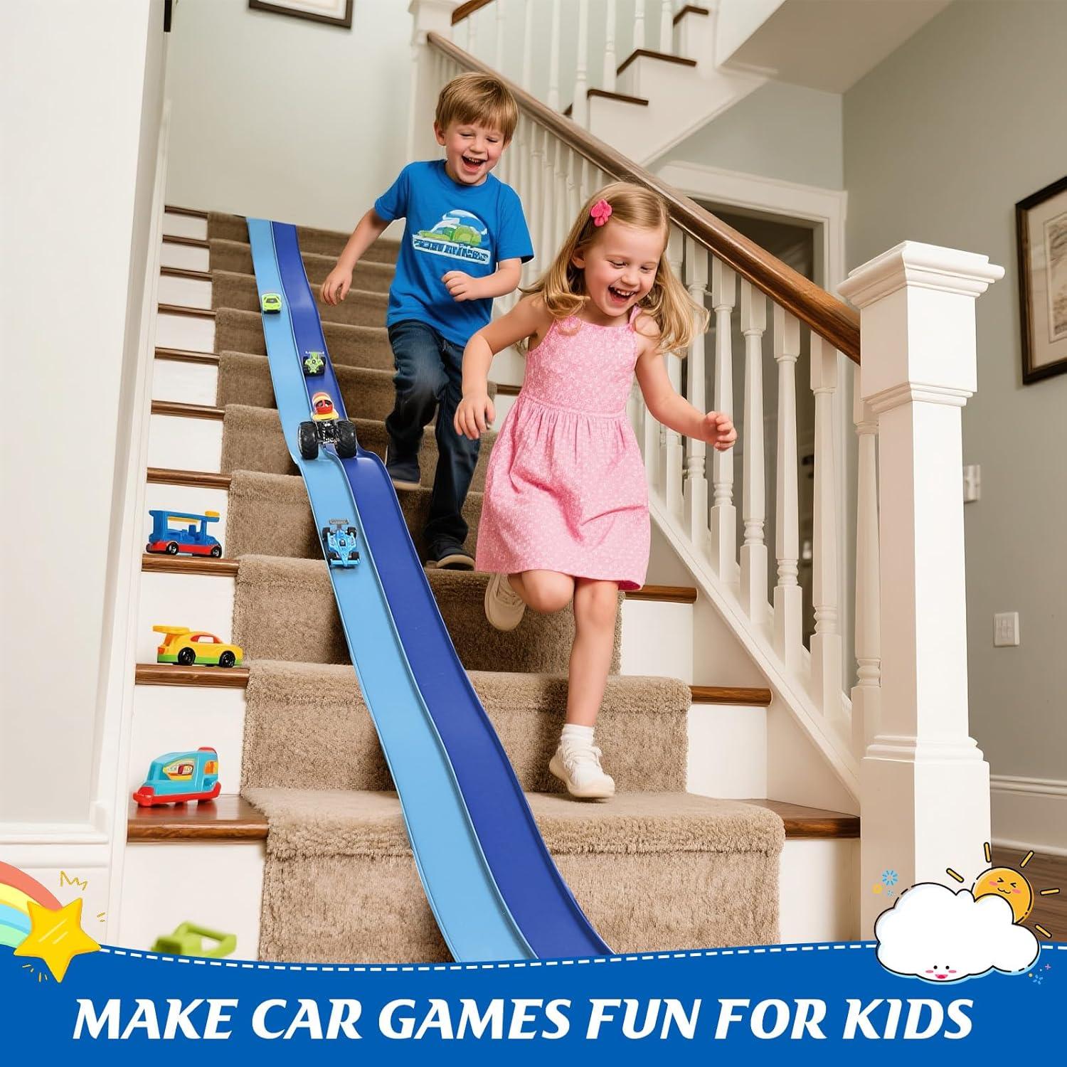 Juego de Pista de Carreras Flexible Azul LEEUDCOI 4.6m para 3+ años