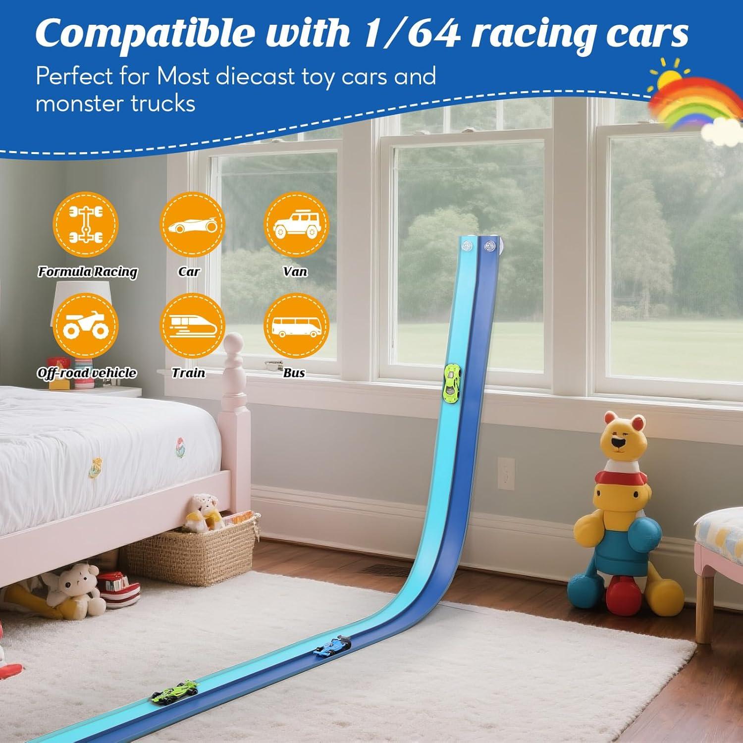 Juego de Pista de Carreras Flexible Azul LEEUDCOI 4.6m para 3+ años