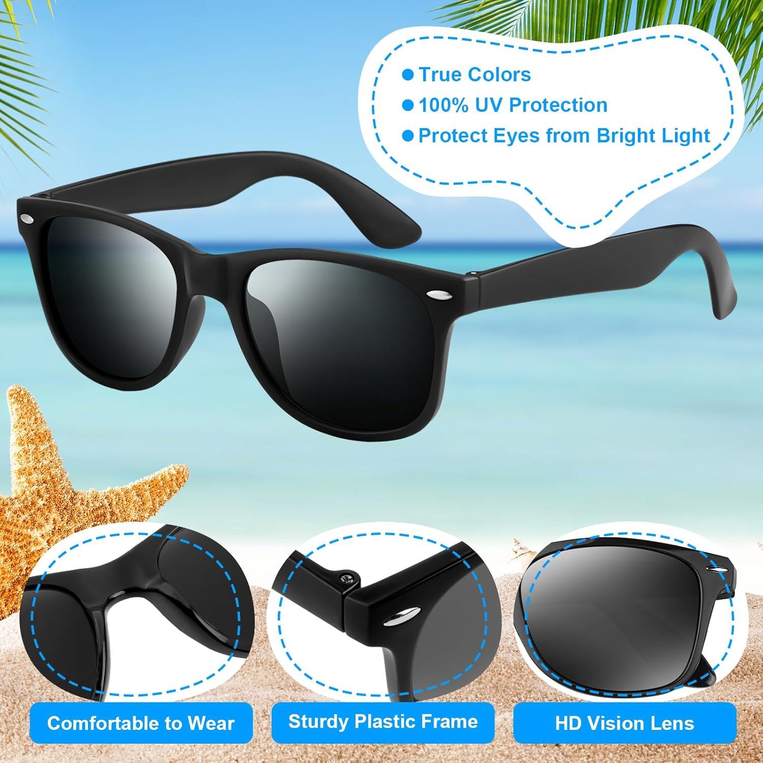 Paquete de 6 Gafas de Sol Negras Retro UV400 para Adultos