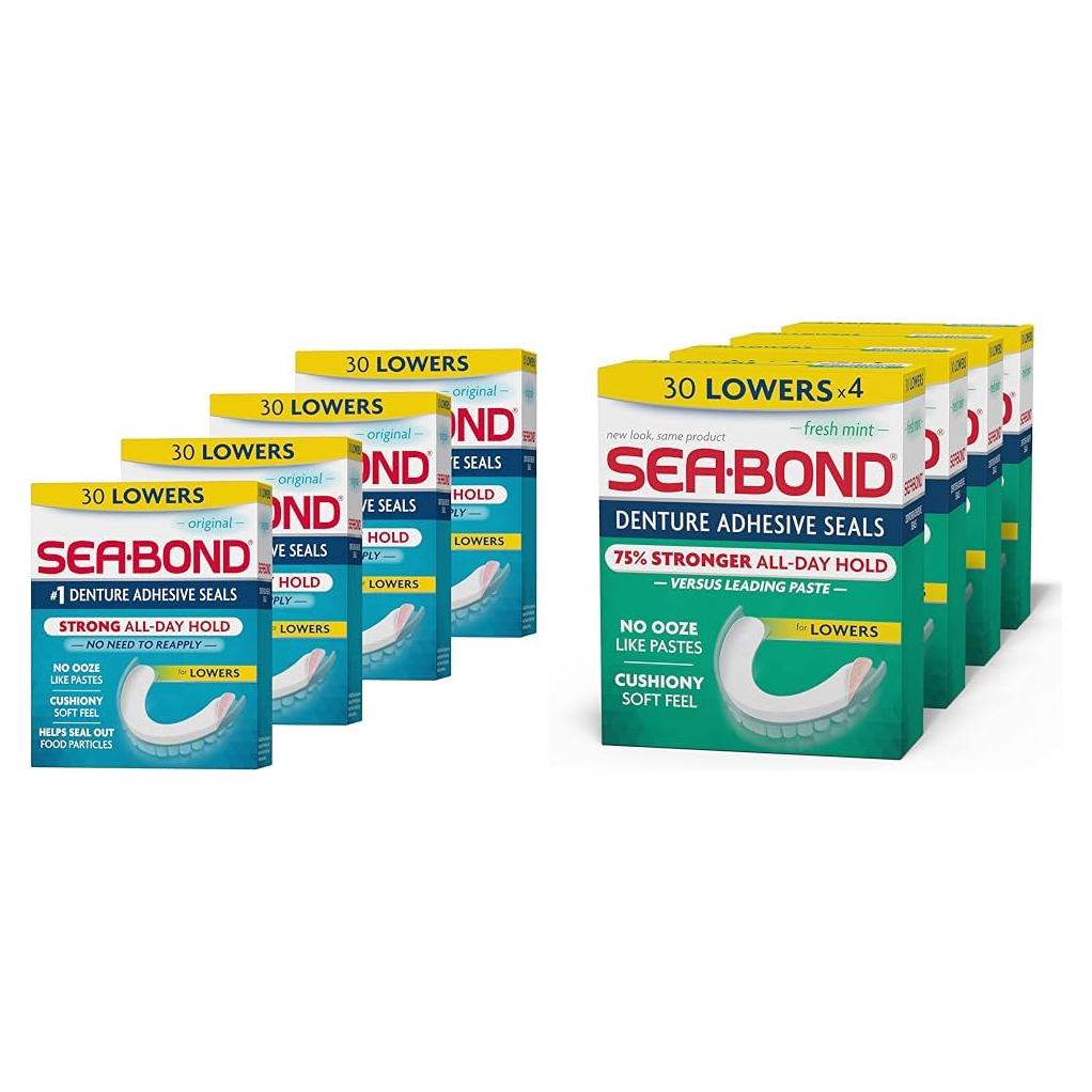 Sellos Adhesivos para Dentaduras Sea Bond, Inferiores, 120 Unidades