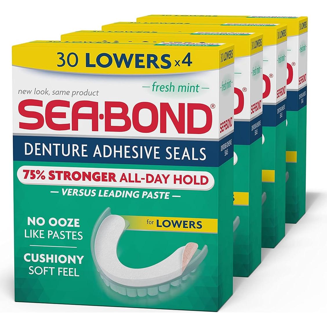 Sellos Adhesivos para Dentaduras Sea Bond, Inferiores, 120 Unidades
