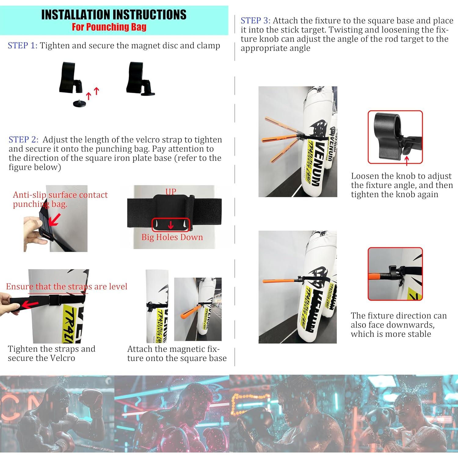 Dispositivo de Fijación de Palo de Boxeo WUQUAR - Ajustable, Base Magnética