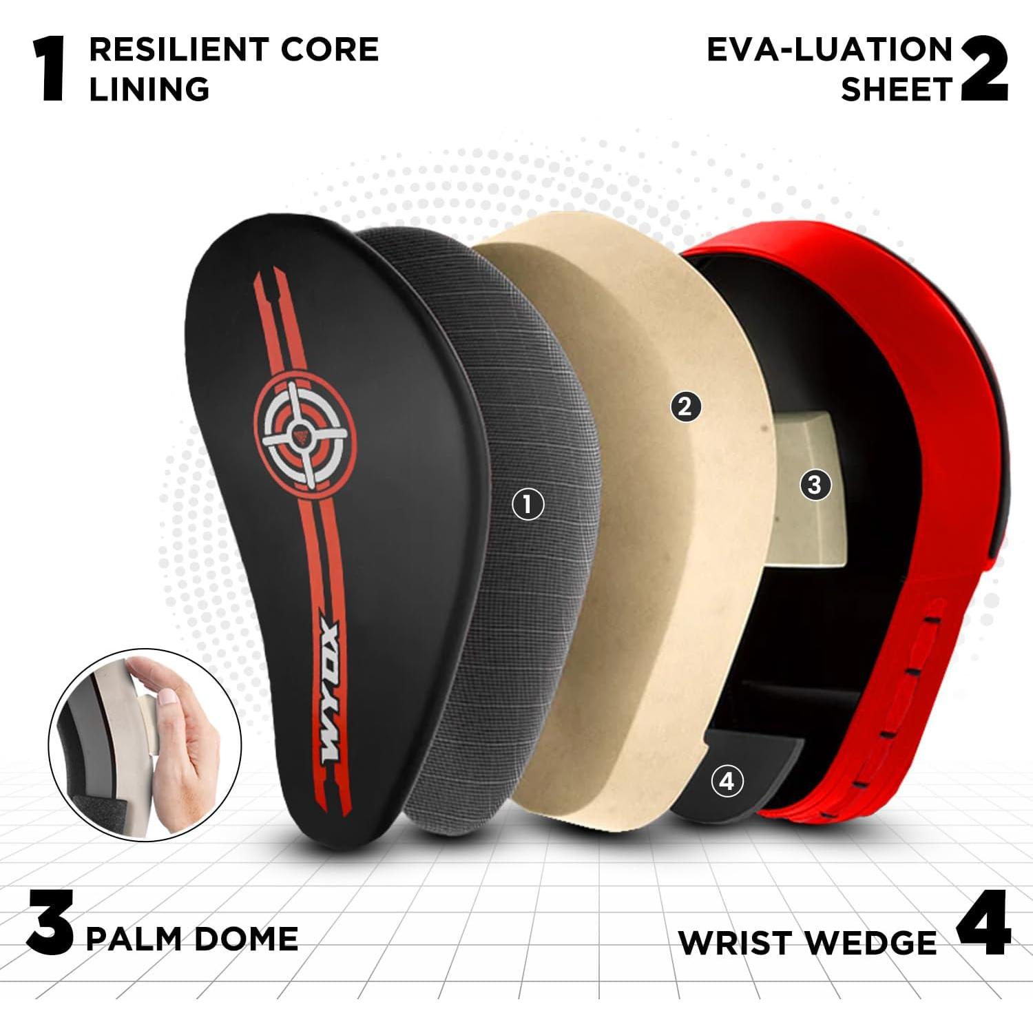 Mitones de Boxeo WYOX 2024 | Almohadillas de Golpe PU Rojo y Negro